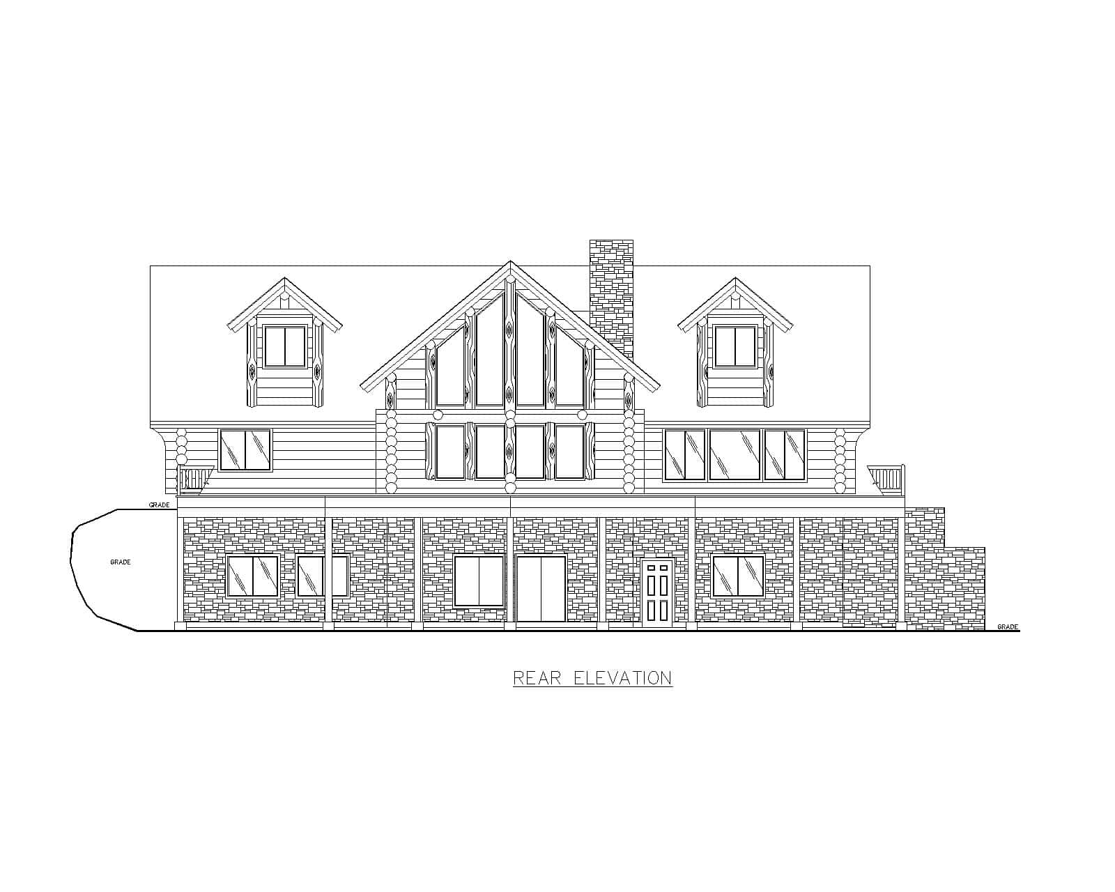 Home Plan Rear Elevation of this 3-Bedroom,4017 Sq Ft Plan -132-1721