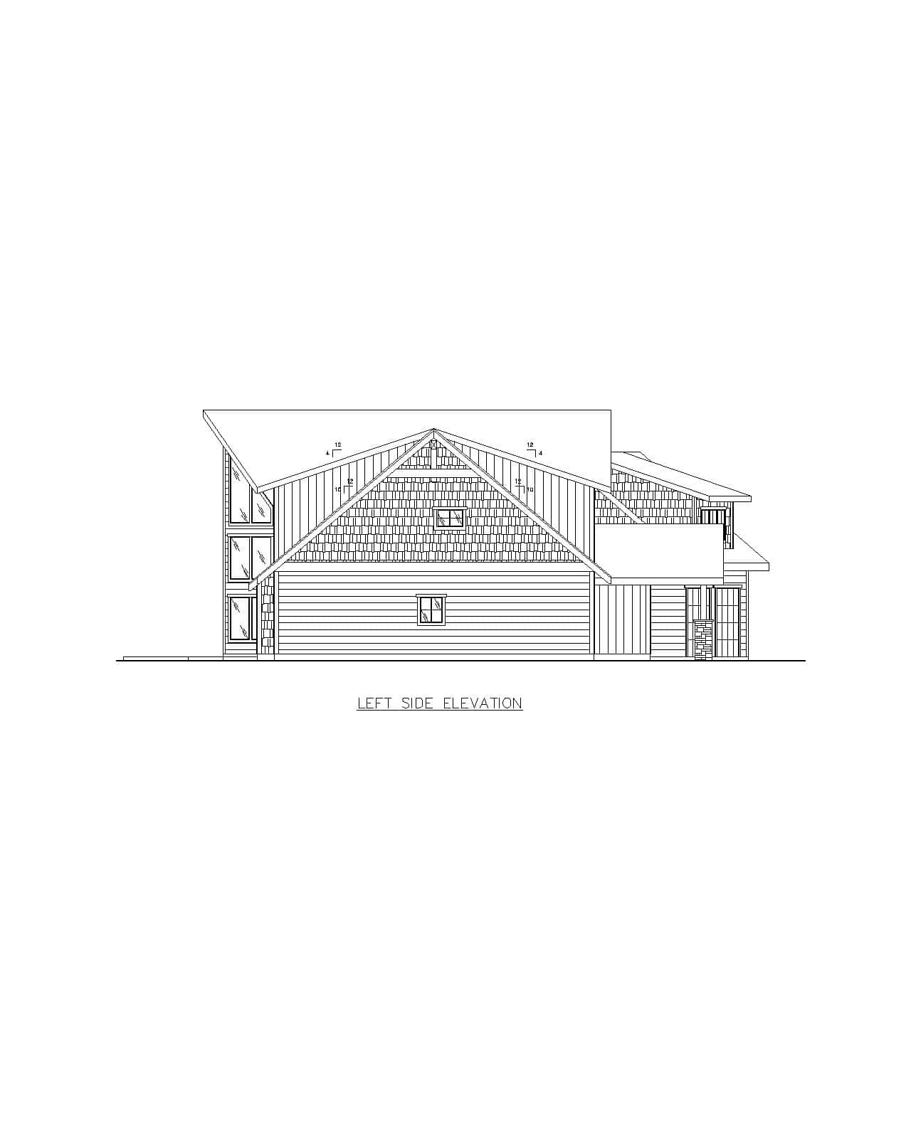 Home Plan Left Elevation of this 3-Bedroom,3811 Sq Ft Plan -132-1722