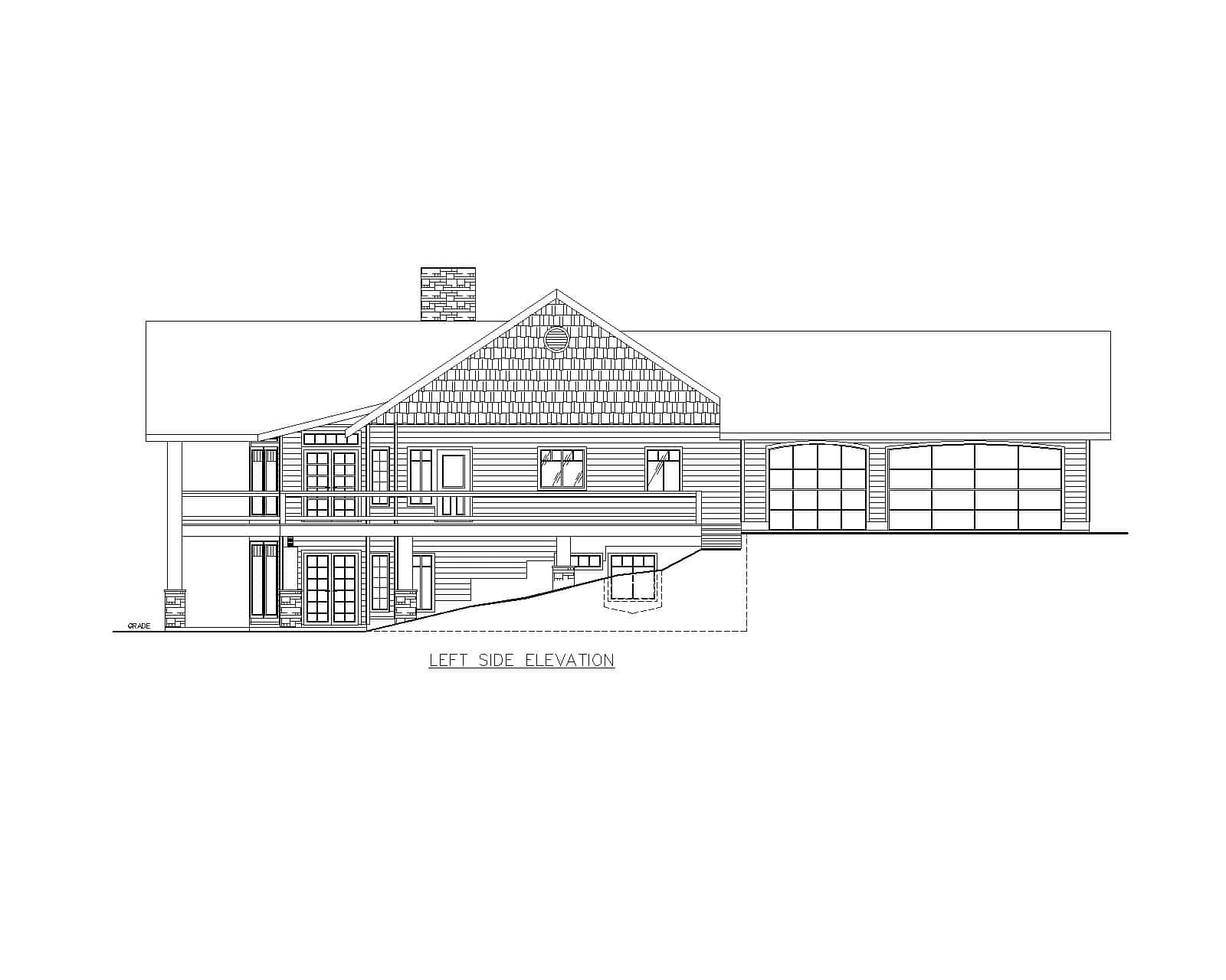 Home Plan Left Elevation of this 4-Bedroom,4084 Sq Ft Plan -132-1723