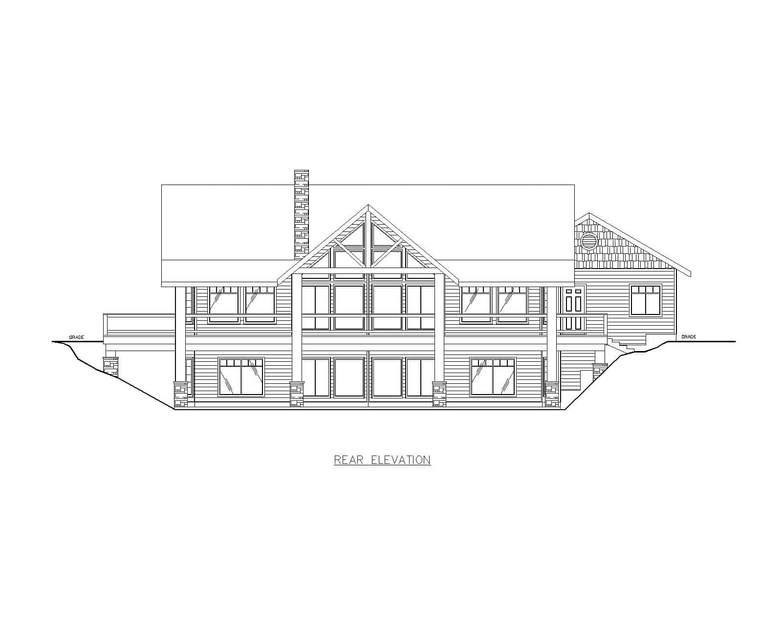 Home Plan Rear Elevation of this 4-Bedroom,4084 Sq Ft Plan -132-1723