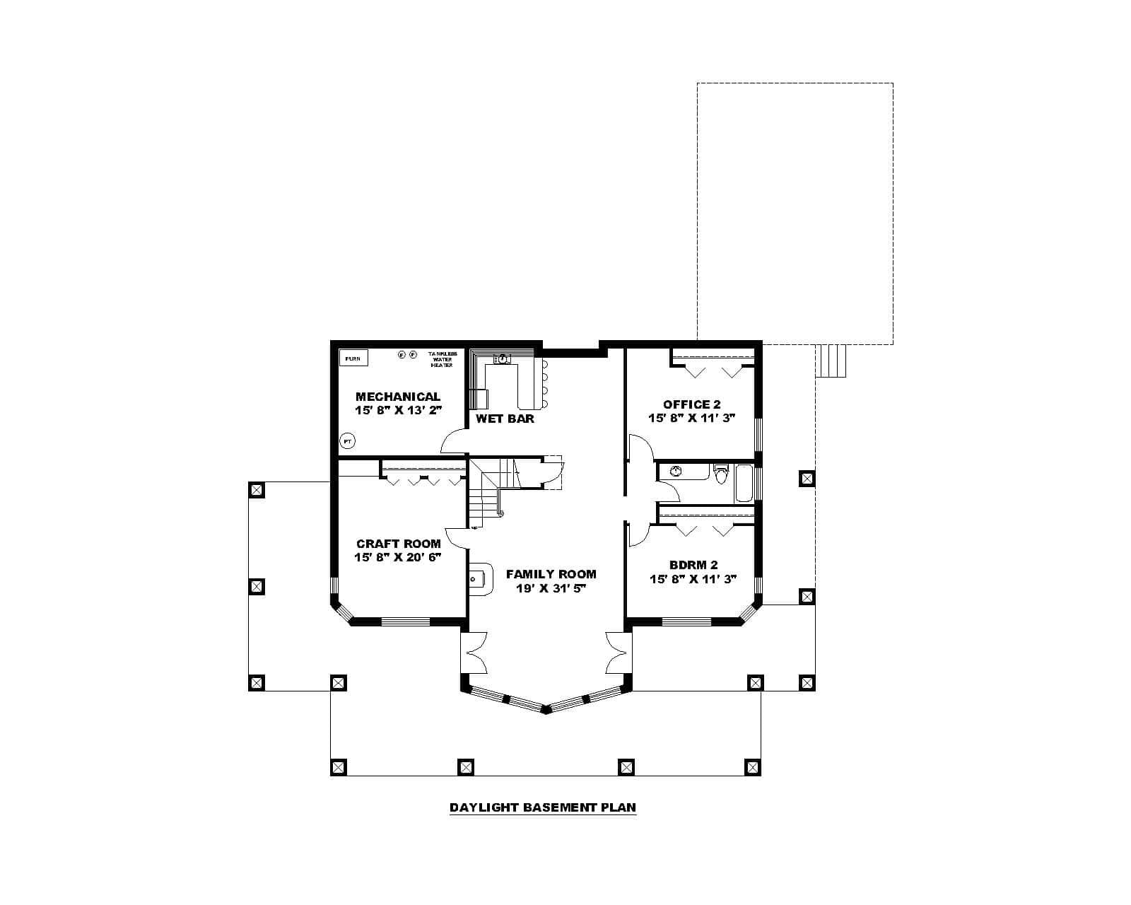 Basement of Craftsman Plan #132-1724