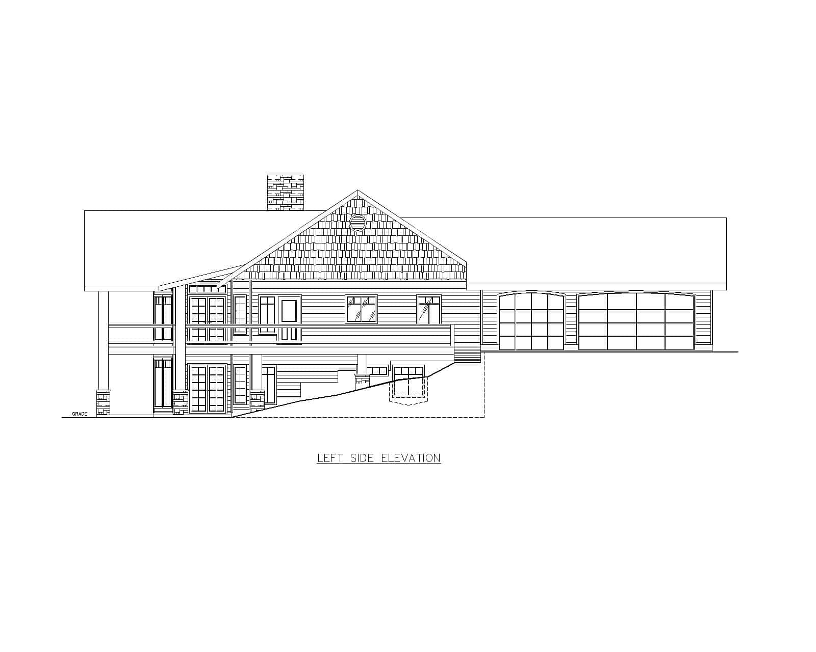 Home Plan Left Elevation of this 4-Bedroom,4084 Sq Ft Plan -132-1724