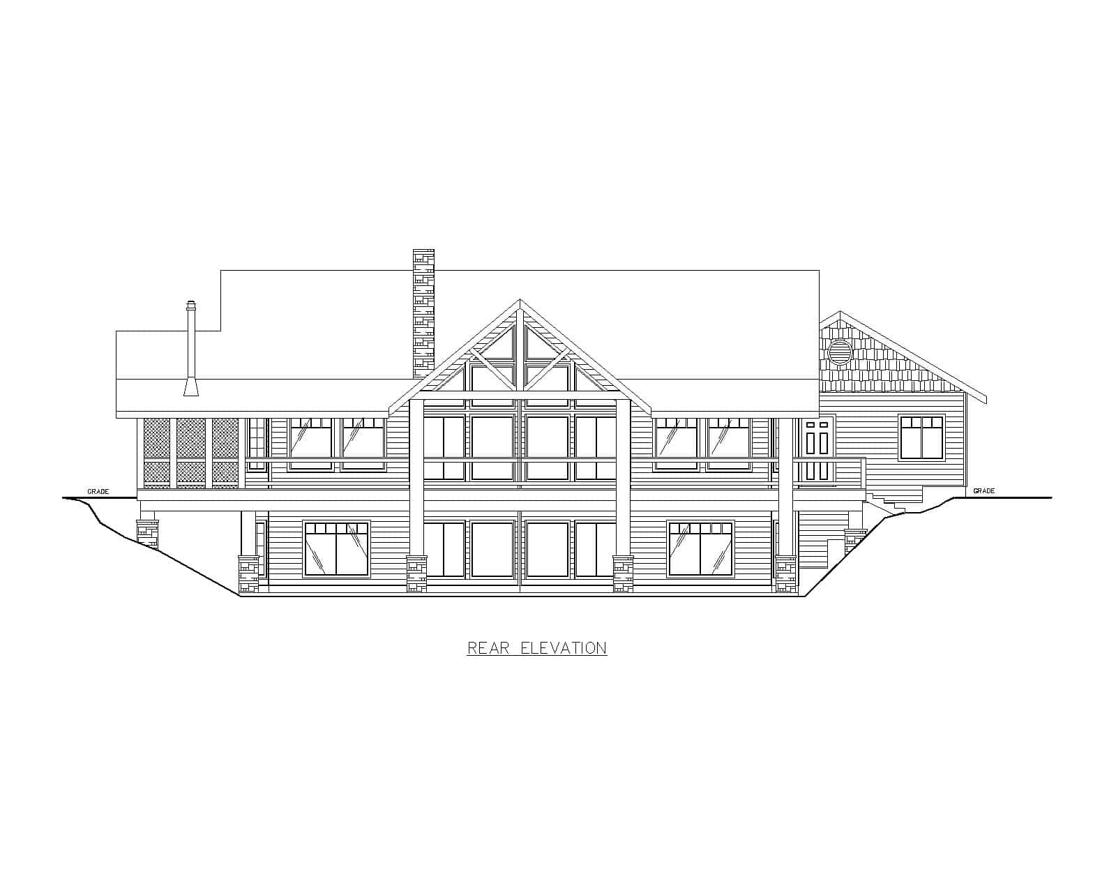 Home Plan Rear Elevation of this 4-Bedroom,4084 Sq Ft Plan -132-1724