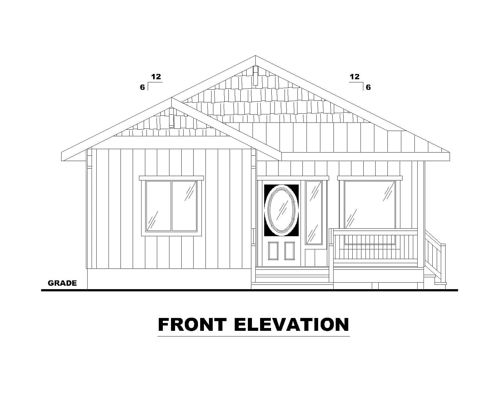 Home Plan Front Elevation of this 2-Bedroom,1222 Sq Ft Plan -132-1727