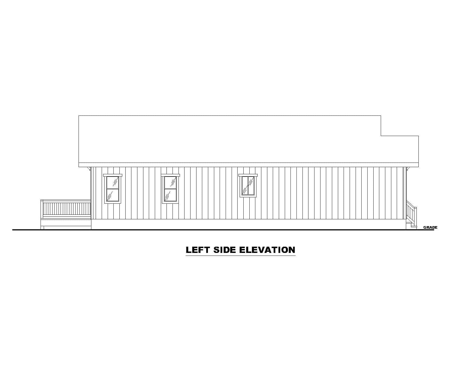 Home Plan Left Elevation of this 2-Bedroom,1222 Sq Ft Plan -132-1727