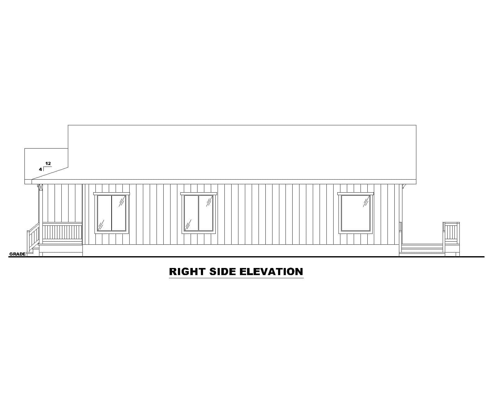 Home Plan Right Elevation of this 2-Bedroom,1222 Sq Ft Plan -132-1727