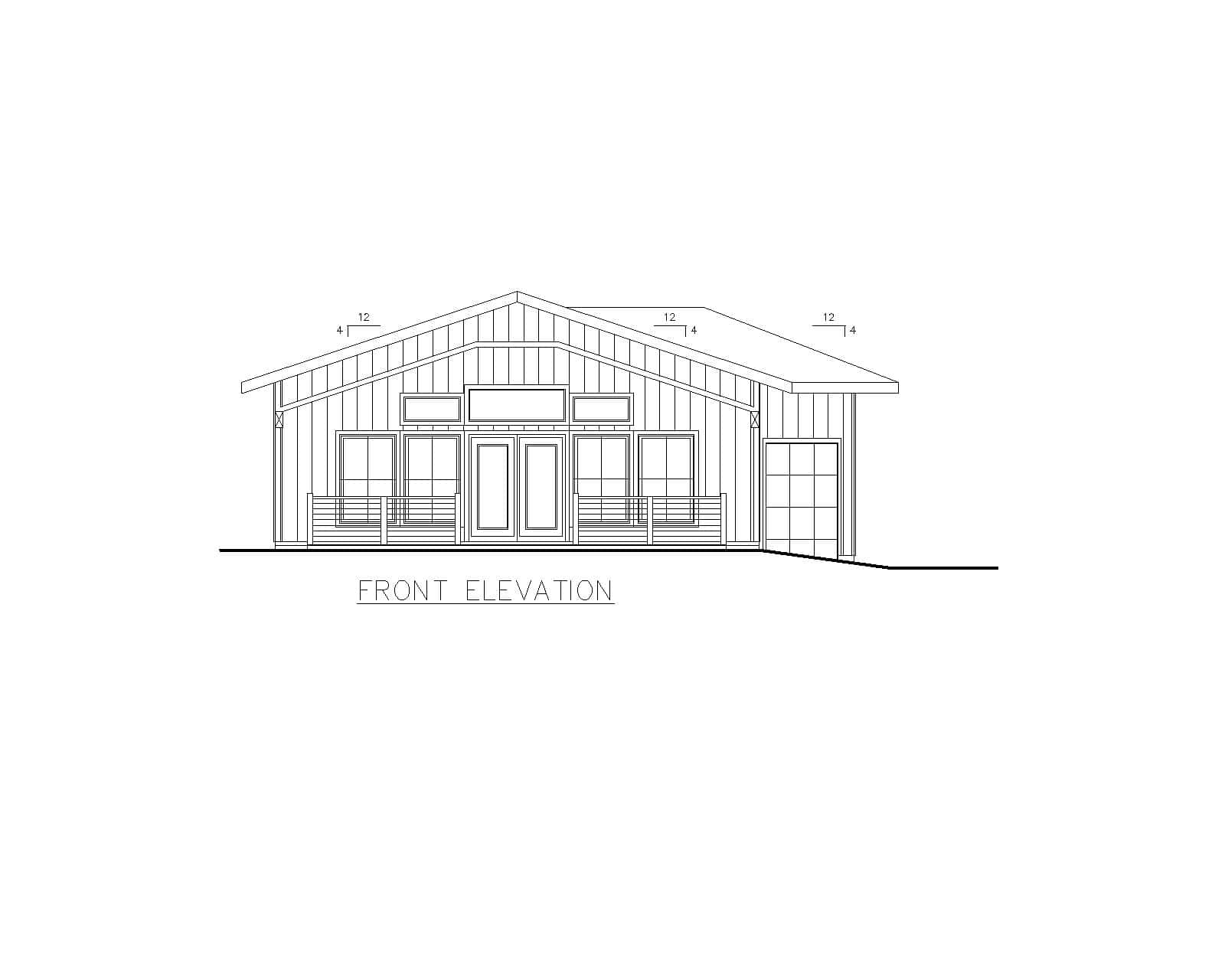 Home Plan Front Elevation of this 1-Bedroom,912 Sq Ft Plan -132-1728