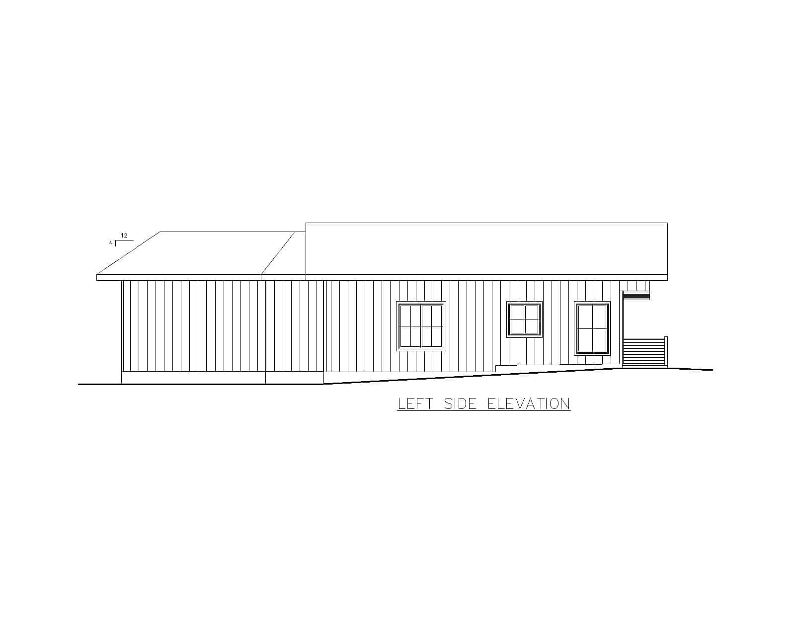 Home Plan Left Elevation of this 1-Bedroom,912 Sq Ft Plan -132-1728