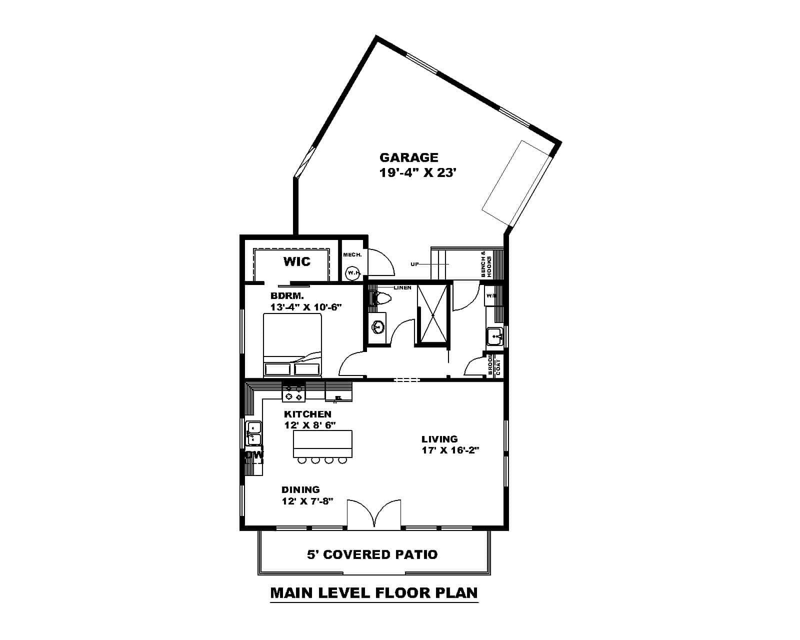 Main Level of Modern Farmhouse Plan #132-1728