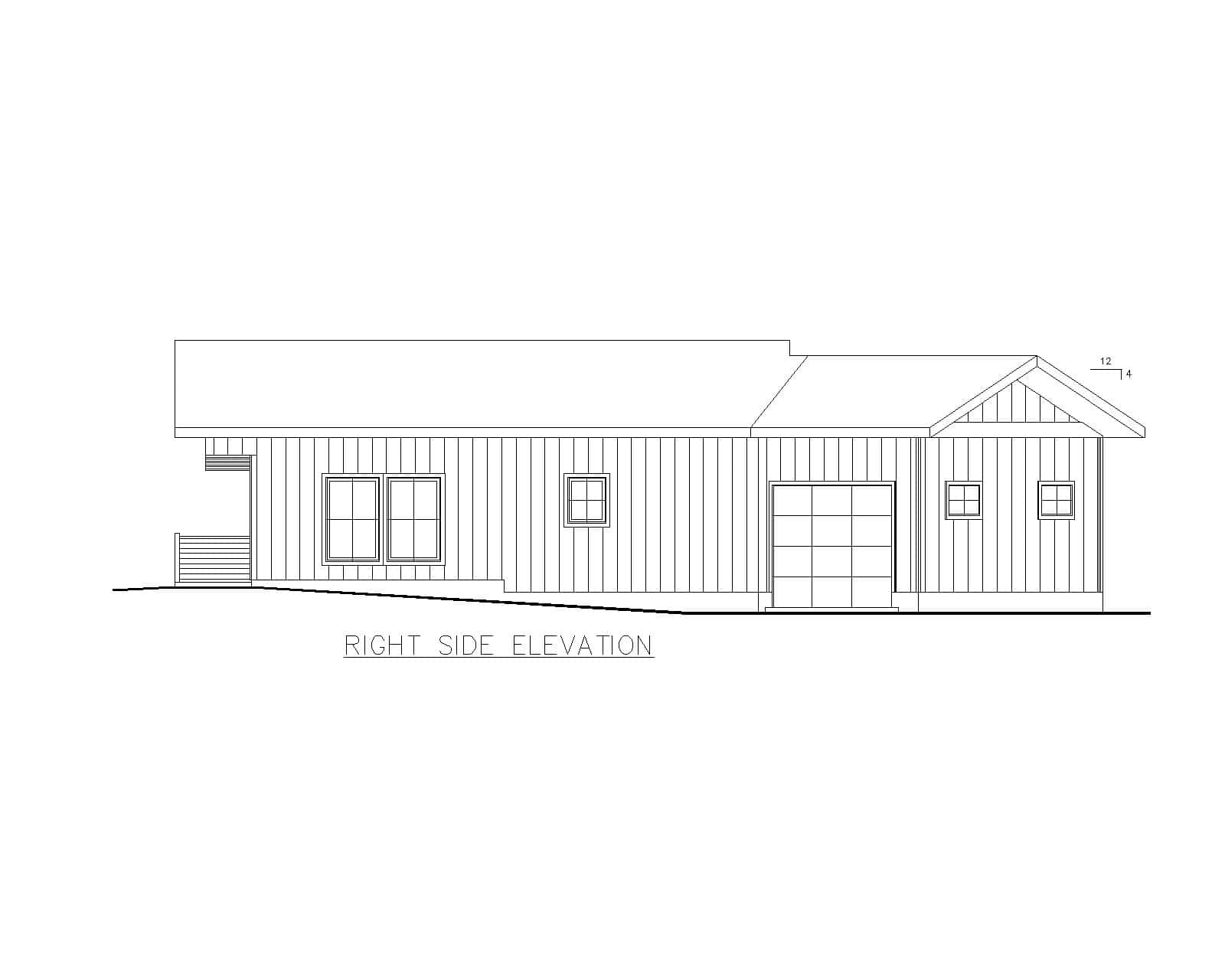 Home Plan Right Elevation of this 1-Bedroom,912 Sq Ft Plan -132-1728