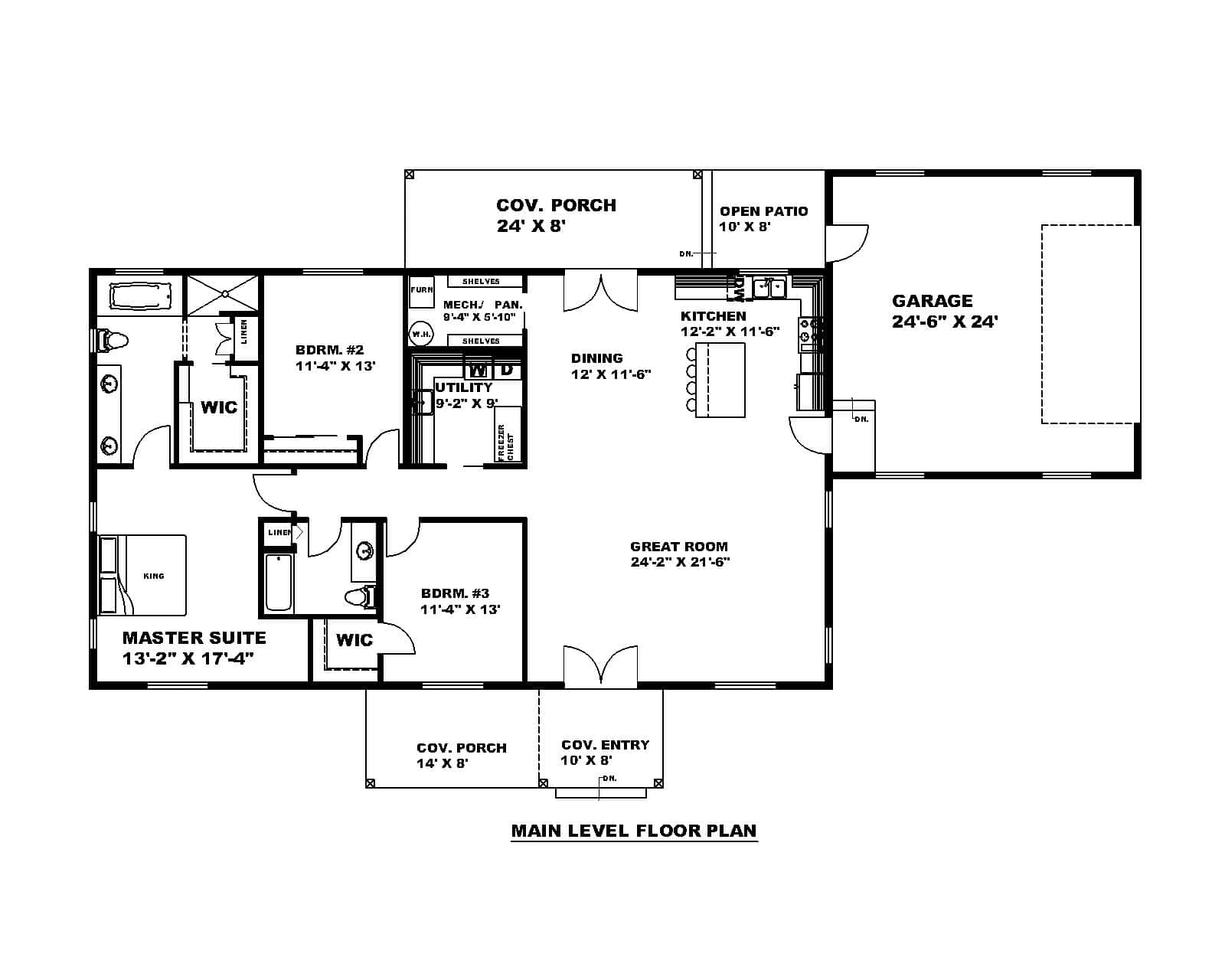 Main Level of Ranch Plan #132-1729