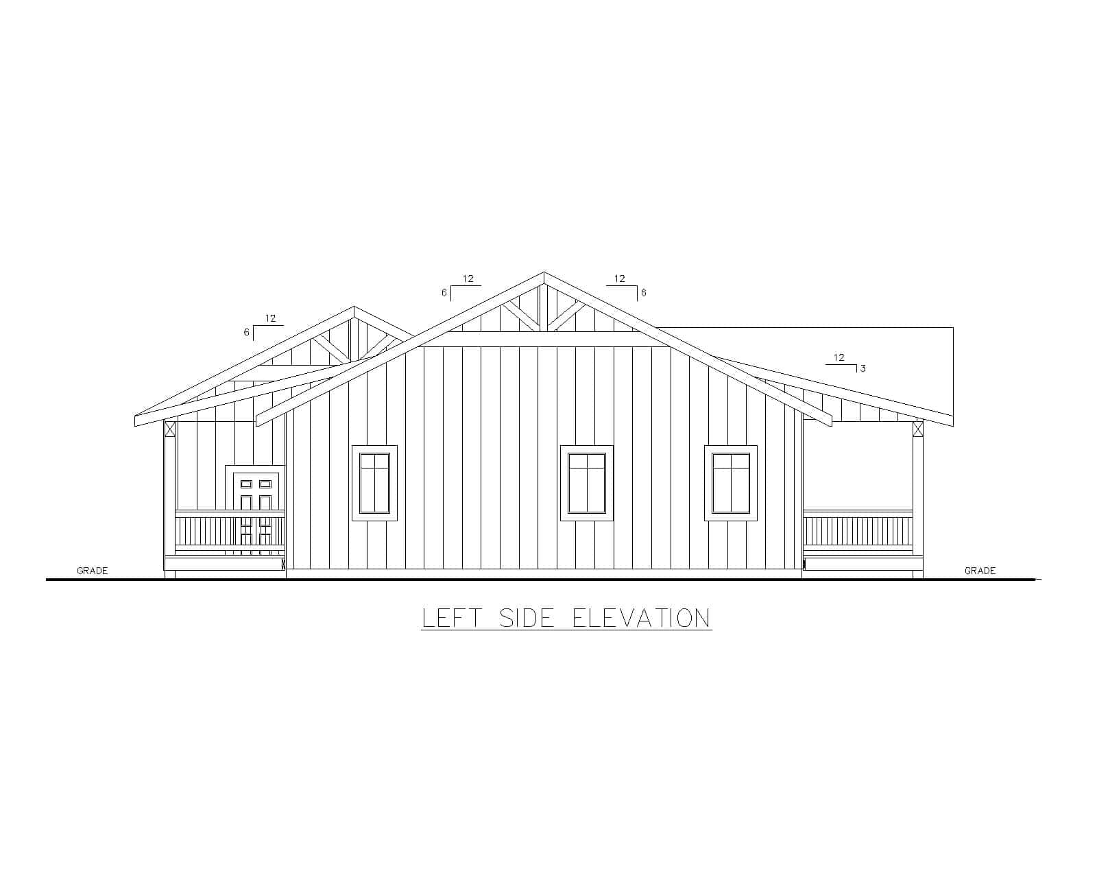Home Plan Left Elevation of this 3-Bedroom,2040 Sq Ft Plan -132-1729