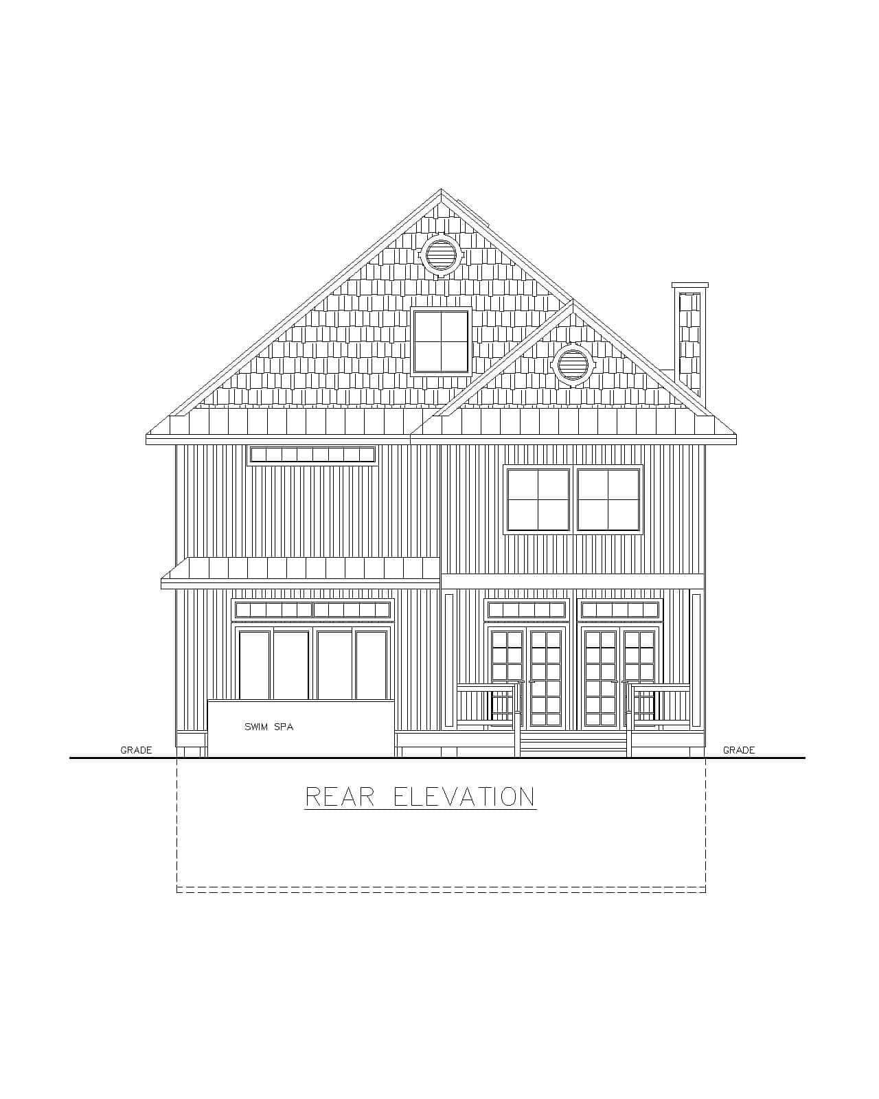 Home Plan Rear Elevation of this 5-Bedroom,4920 Sq Ft Plan -132-1730