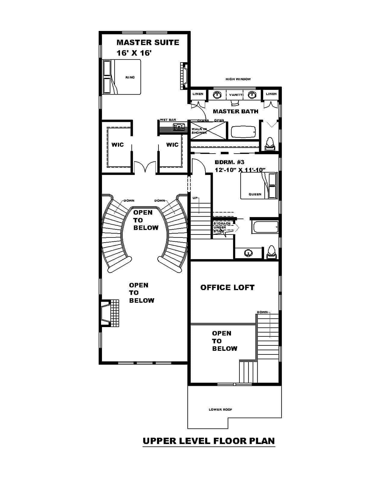 Upper Level of Craftsman Plan #132-1730