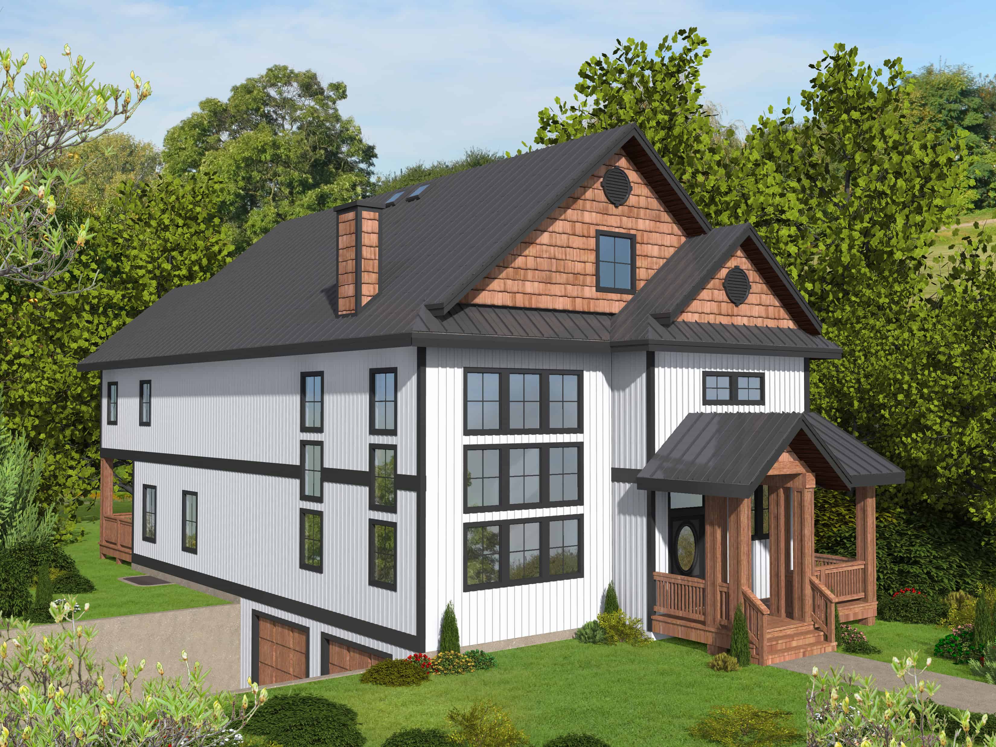 Front elevation of Craftsman home (ThePlanCollection: House Plan #132-1730)