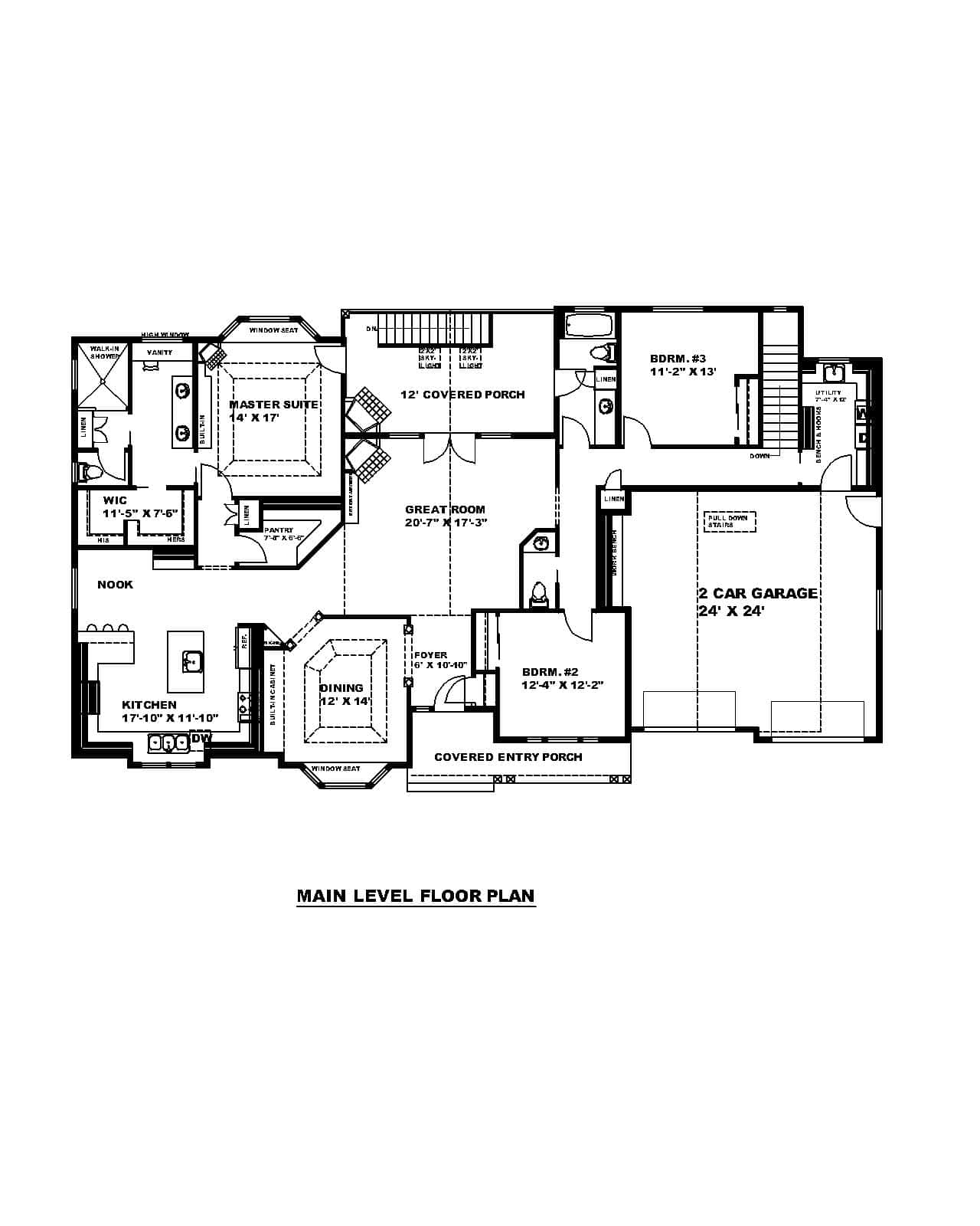 Main Level of Traditional Plan #132-1732