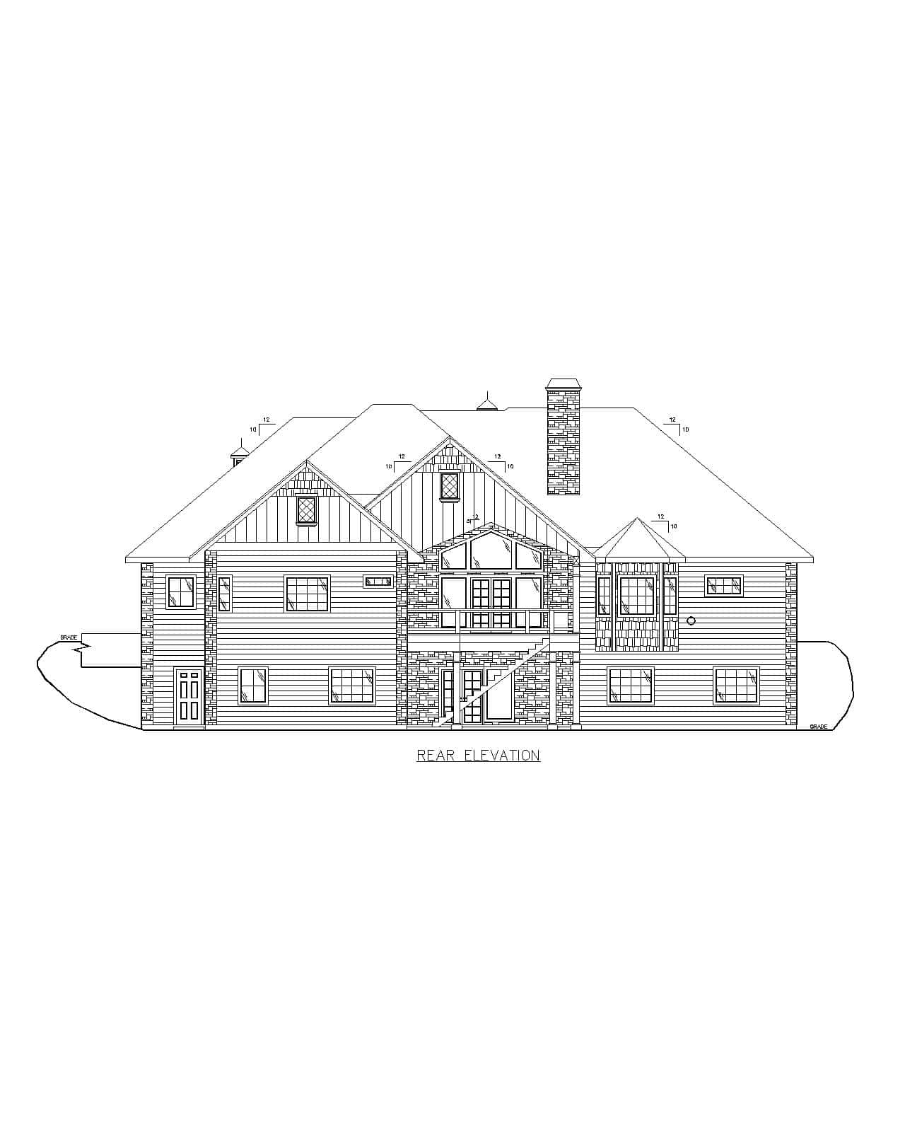 Home Plan Rear Elevation of this 3-Bedroom,2440 Sq Ft Plan -132-1732