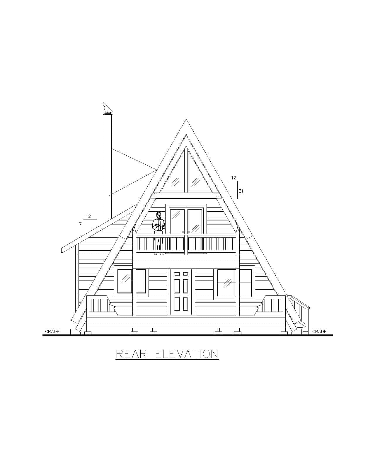 Home Plan Rear Elevation of this 2-Bedroom,1599 Sq Ft Plan -132-1733