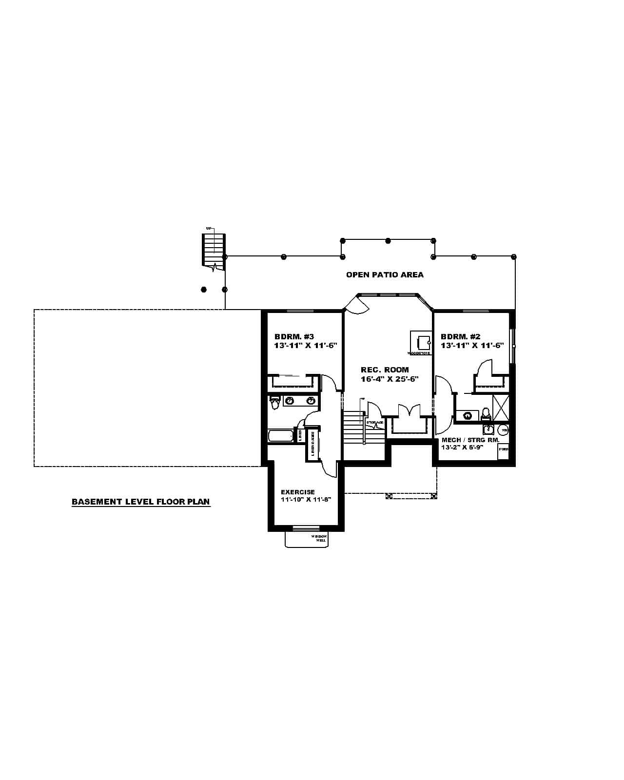 Basement of Craftsman Plan #132-1734