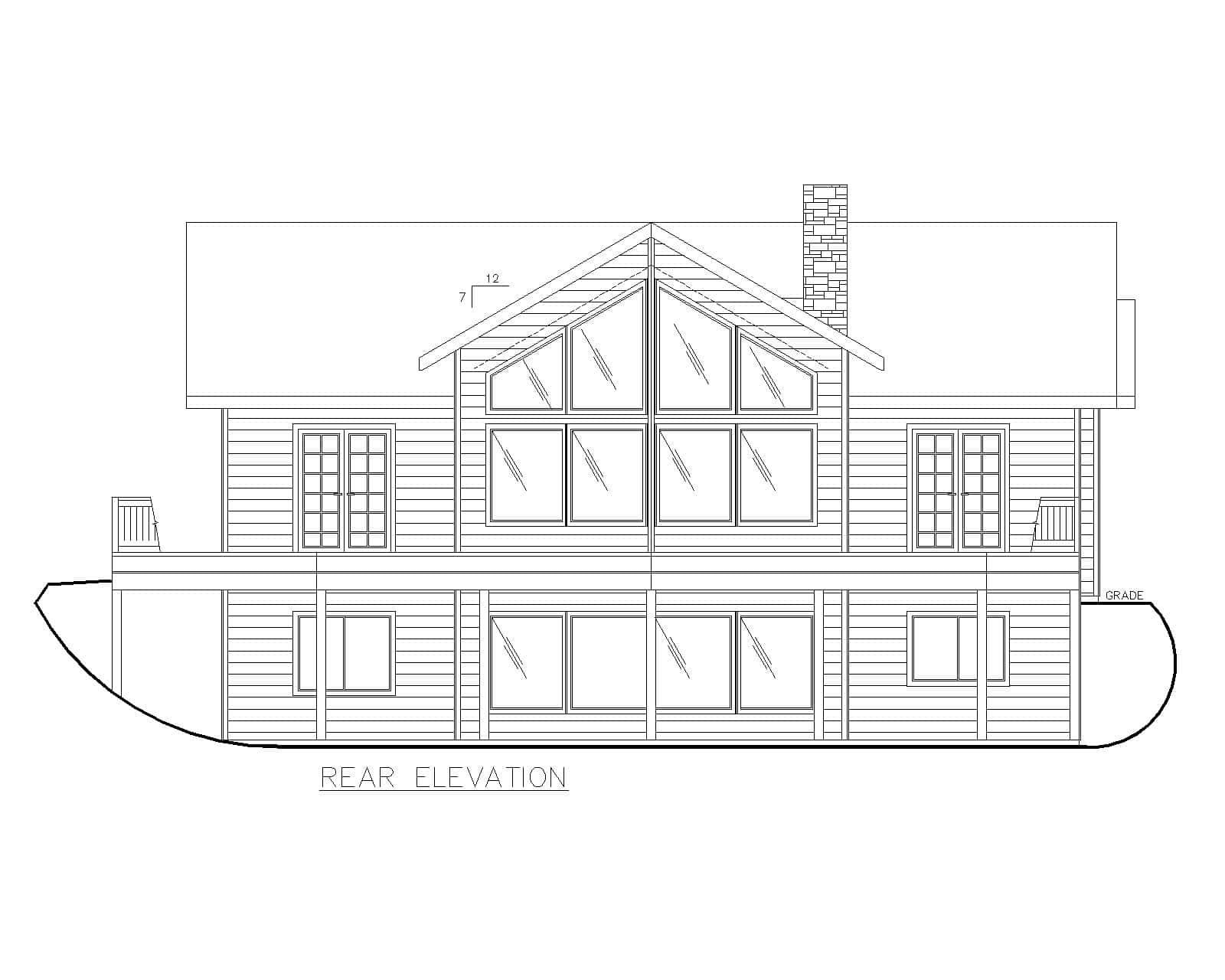 Home Plan Rear Elevation of this 2-Bedroom,2872 Sq Ft Plan -132-1735