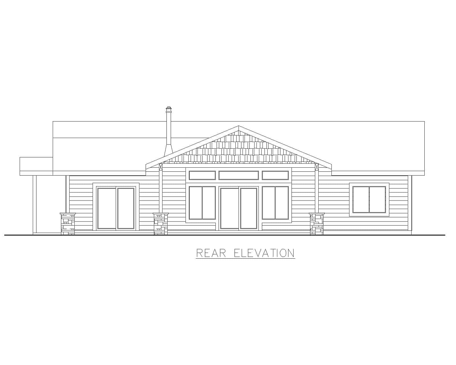 Home Plan Rear Elevation of this 3-Bedroom,1786 Sq Ft Plan -132-1738