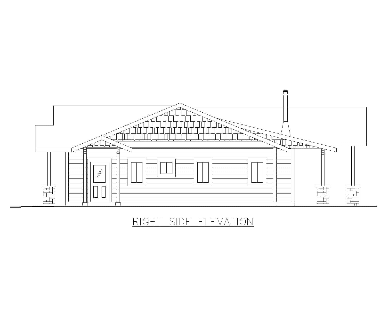 Home Plan Right Elevation of this 3-Bedroom,1786 Sq Ft Plan -132-1738