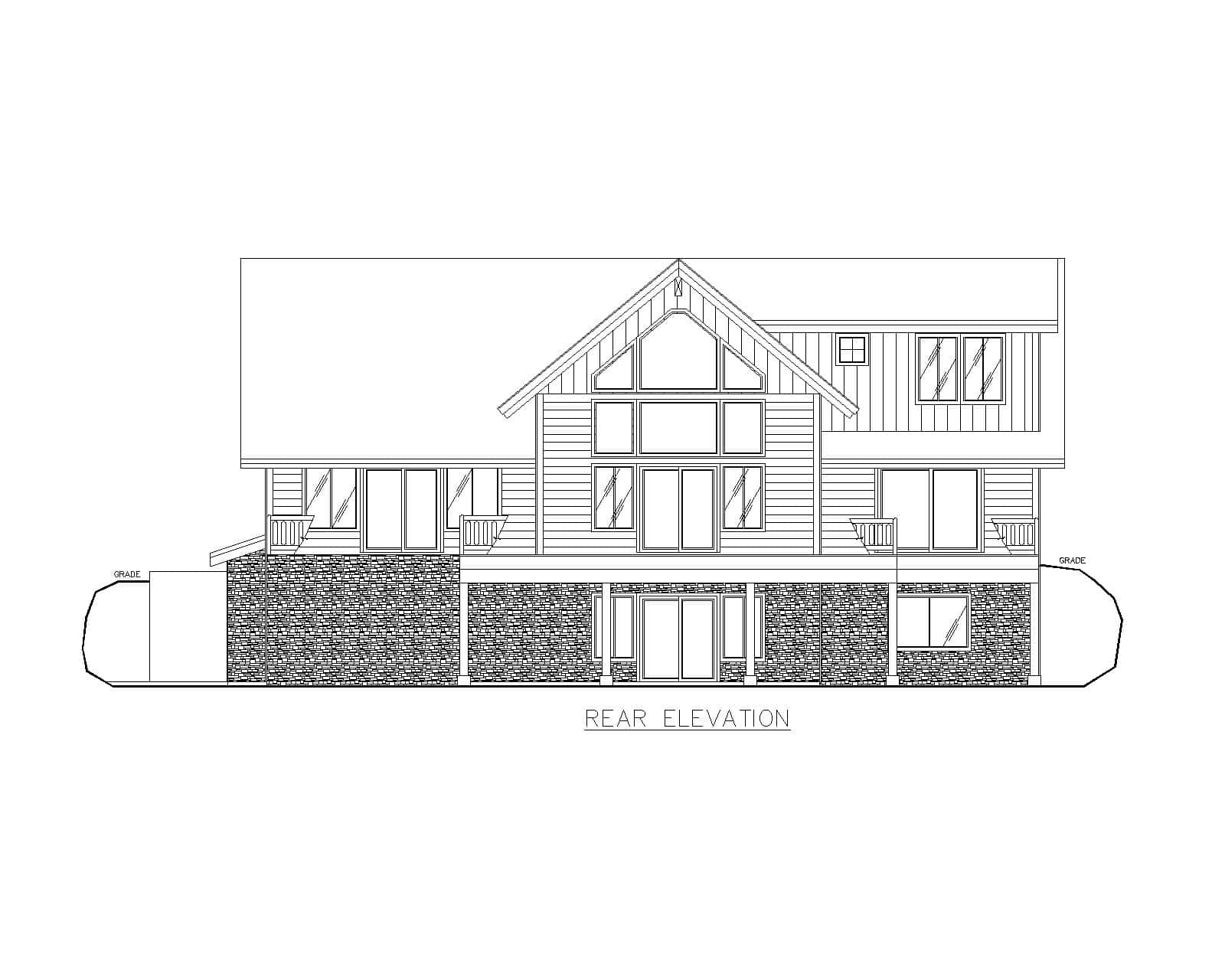 Home Plan Rear Elevation of this 4-Bedroom,2847 Sq Ft Plan -132-1739