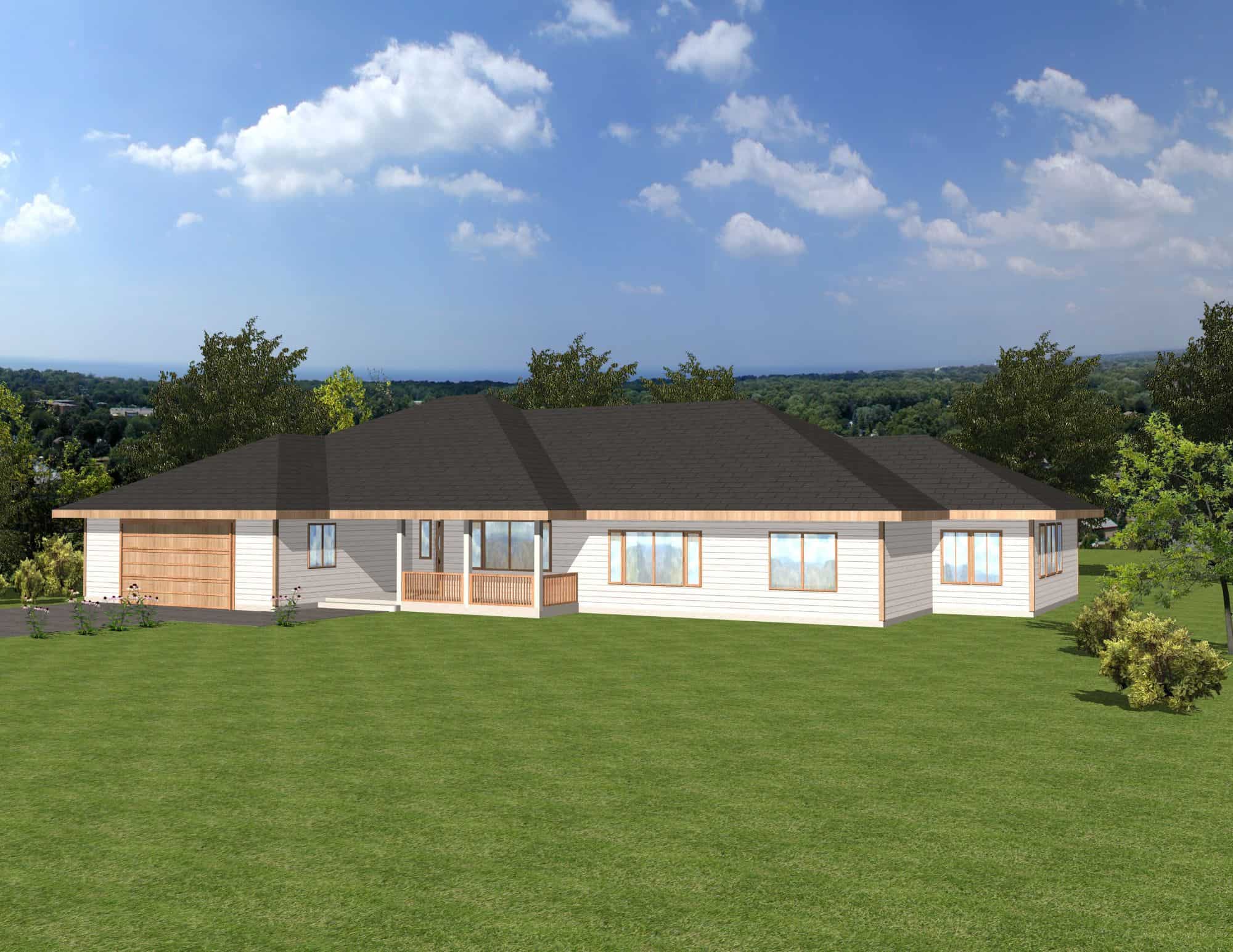 Front elevation of Ranch home (ThePlanCollection: House Plan #132-1740)