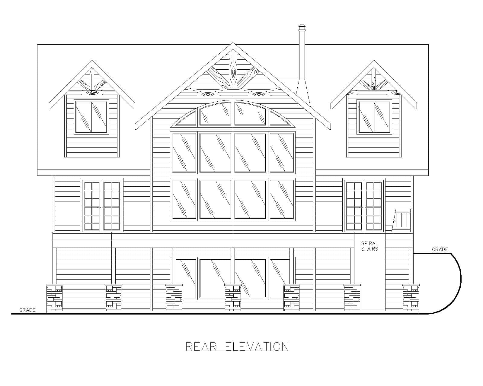 Home Plan Rear Elevation of this 3-Bedroom,2307 Sq Ft Plan -132-1741