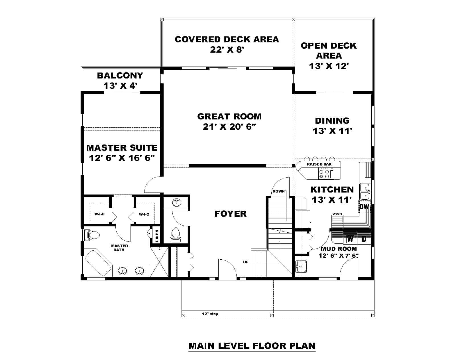 Main Level of Craftsman Plan #132-1742