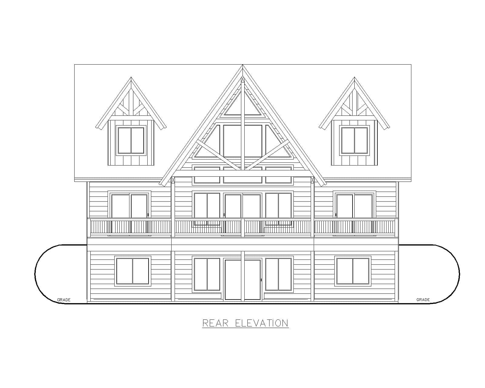 Home Plan Rear Elevation of this 3-Bedroom,2559 Sq Ft Plan -132-1742