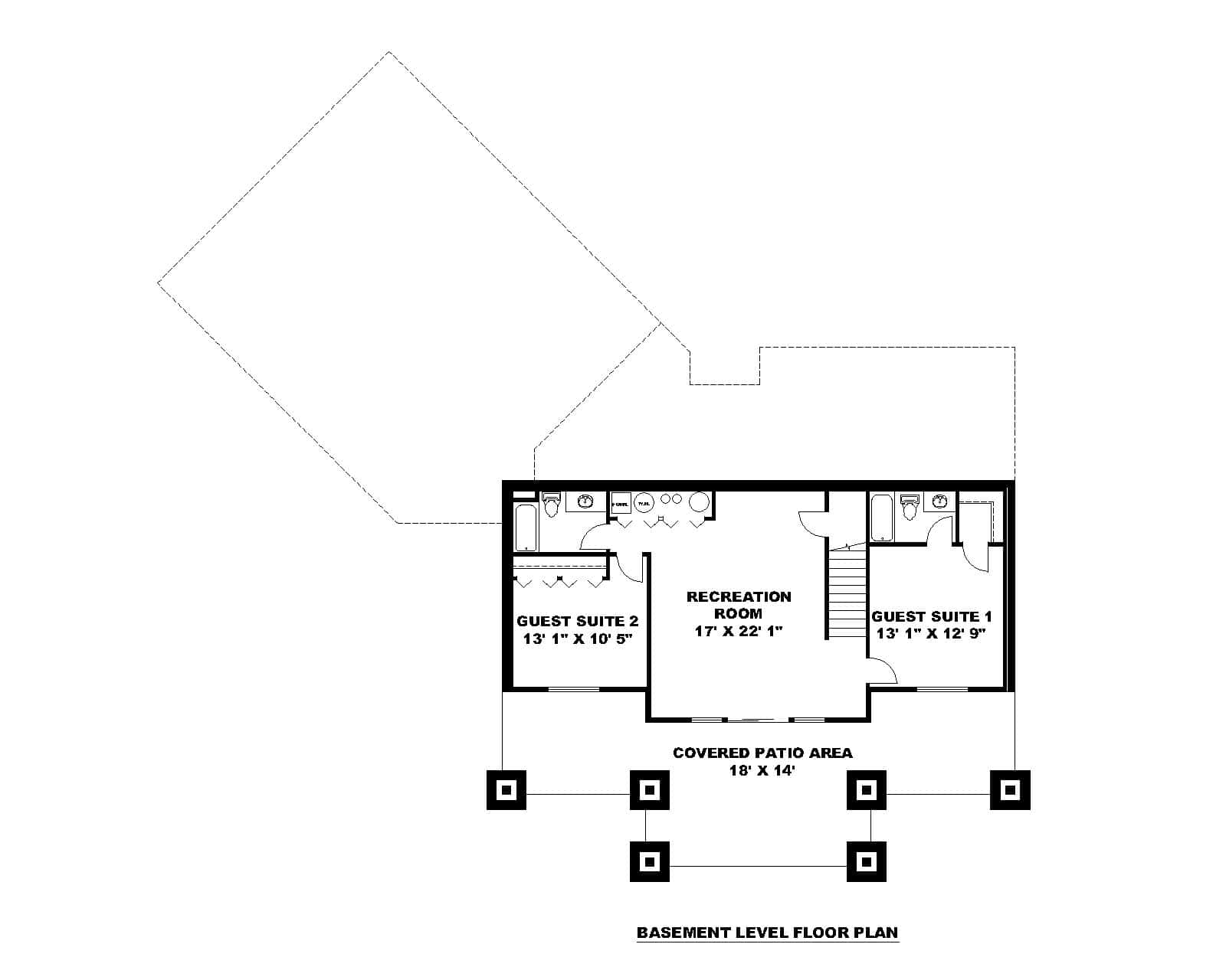 Basement of Craftsman Plan #132-1743
