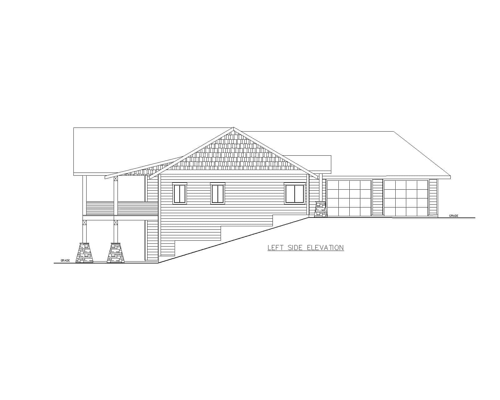 Home Plan Left Elevation of this 4-Bedroom,2738 Sq Ft Plan -132-1743