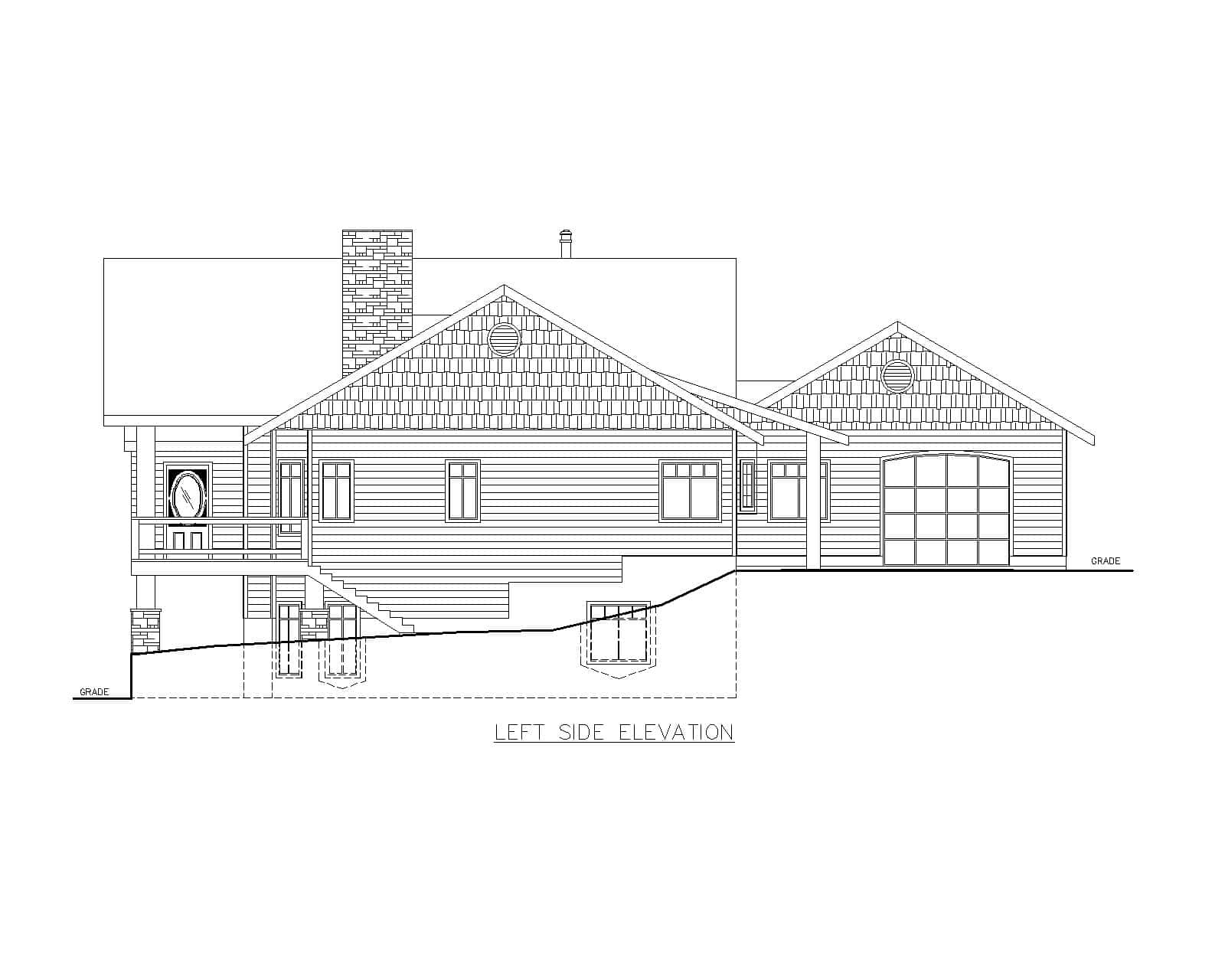 Home Plan Left Elevation of this 4-Bedroom,3313 Sq Ft Plan -132-1745