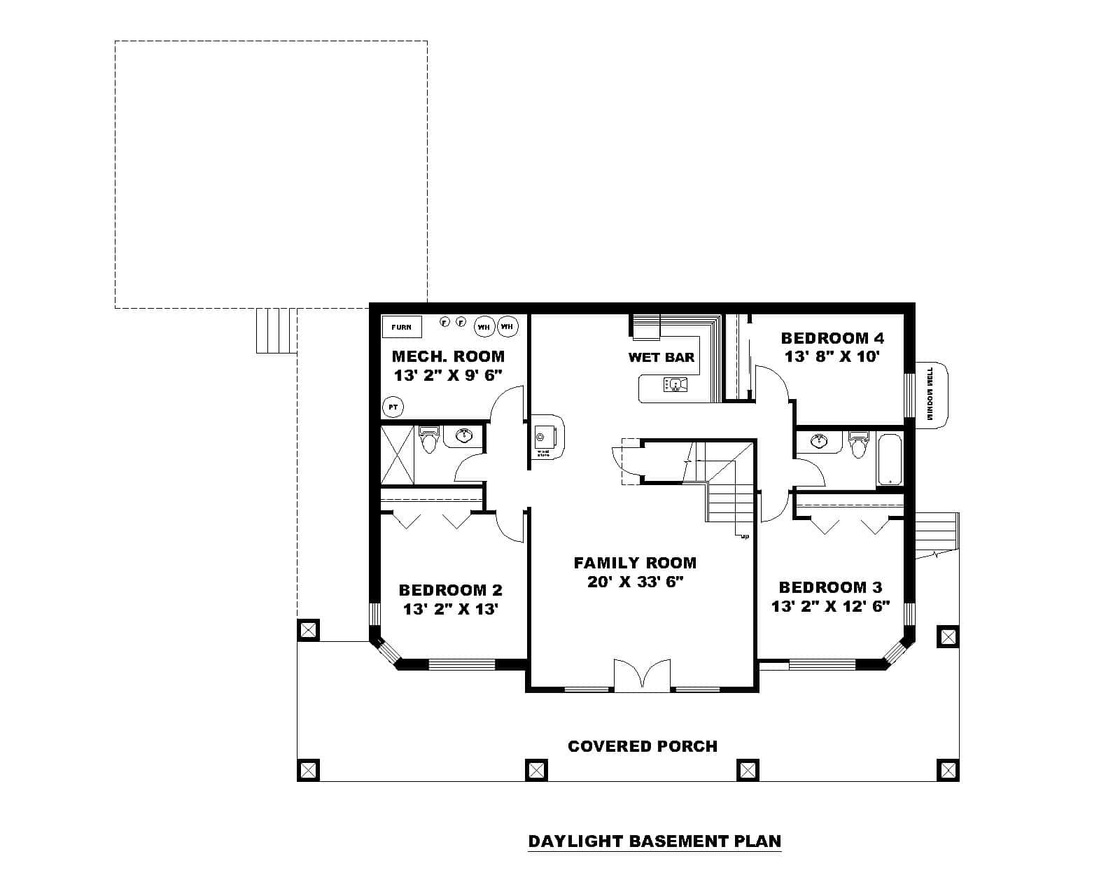 Basement of Craftsman Plan #132-1745