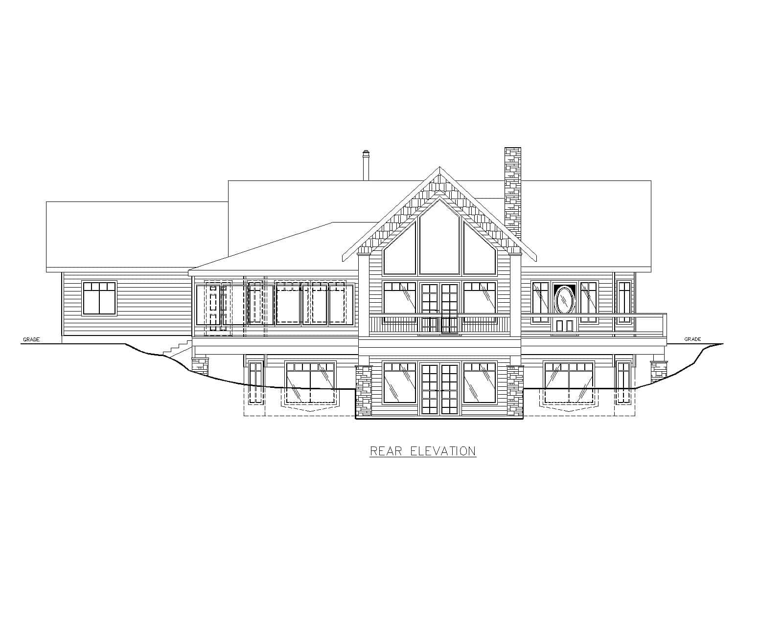 Home Plan Rear Elevation of this 4-Bedroom,3313 Sq Ft Plan -132-1745