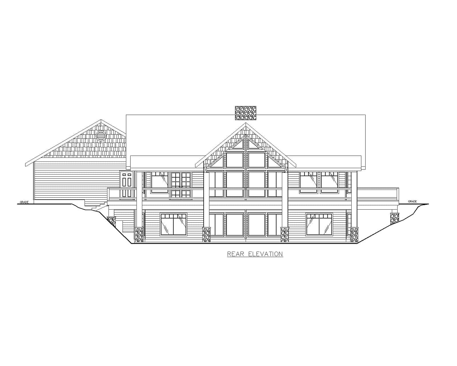 Home Plan Rear Elevation of this 4-Bedroom,3875 Sq Ft Plan -132-1746