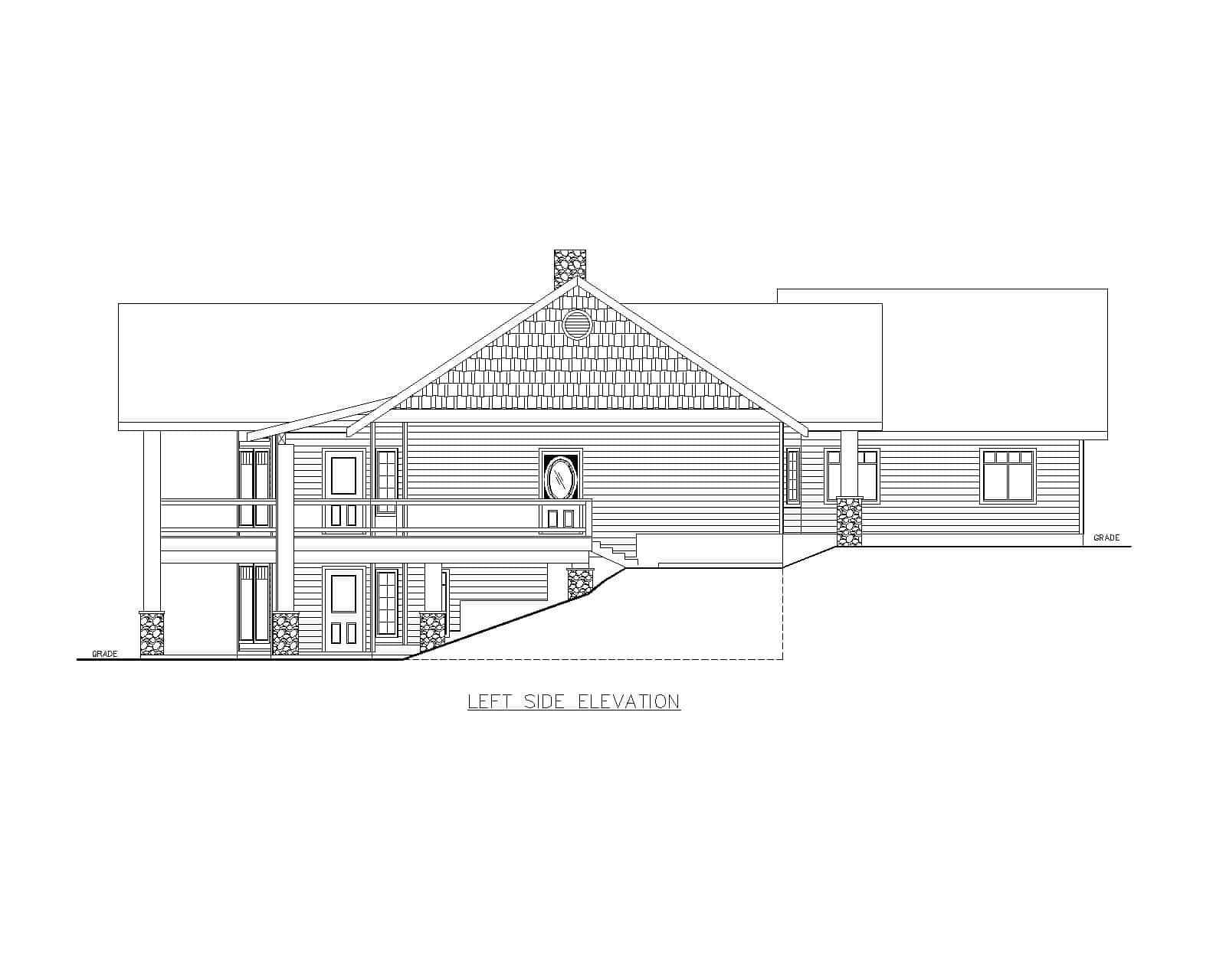 Home Plan Left Elevation of this 4-Bedroom,3875 Sq Ft Plan -132-1746