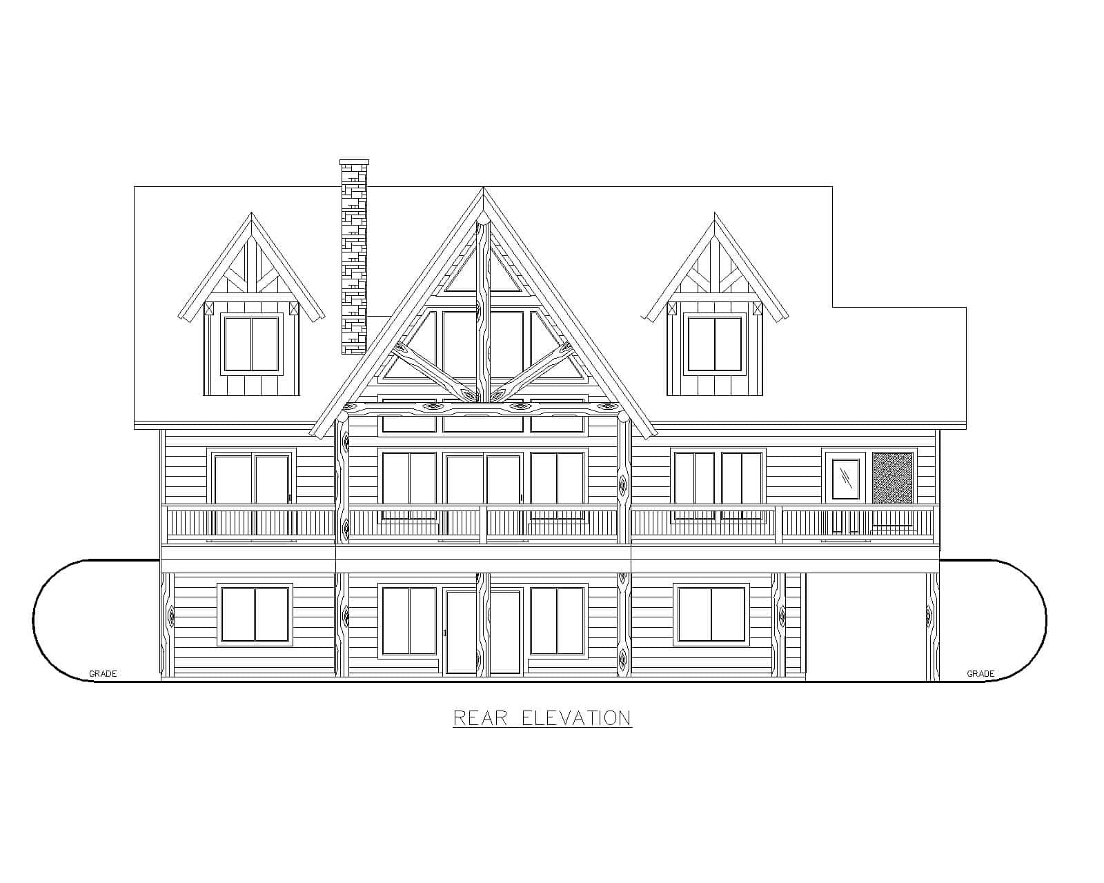 Home Plan Rear Elevation of this 3-Bedroom,2480 Sq Ft Plan -132-1747