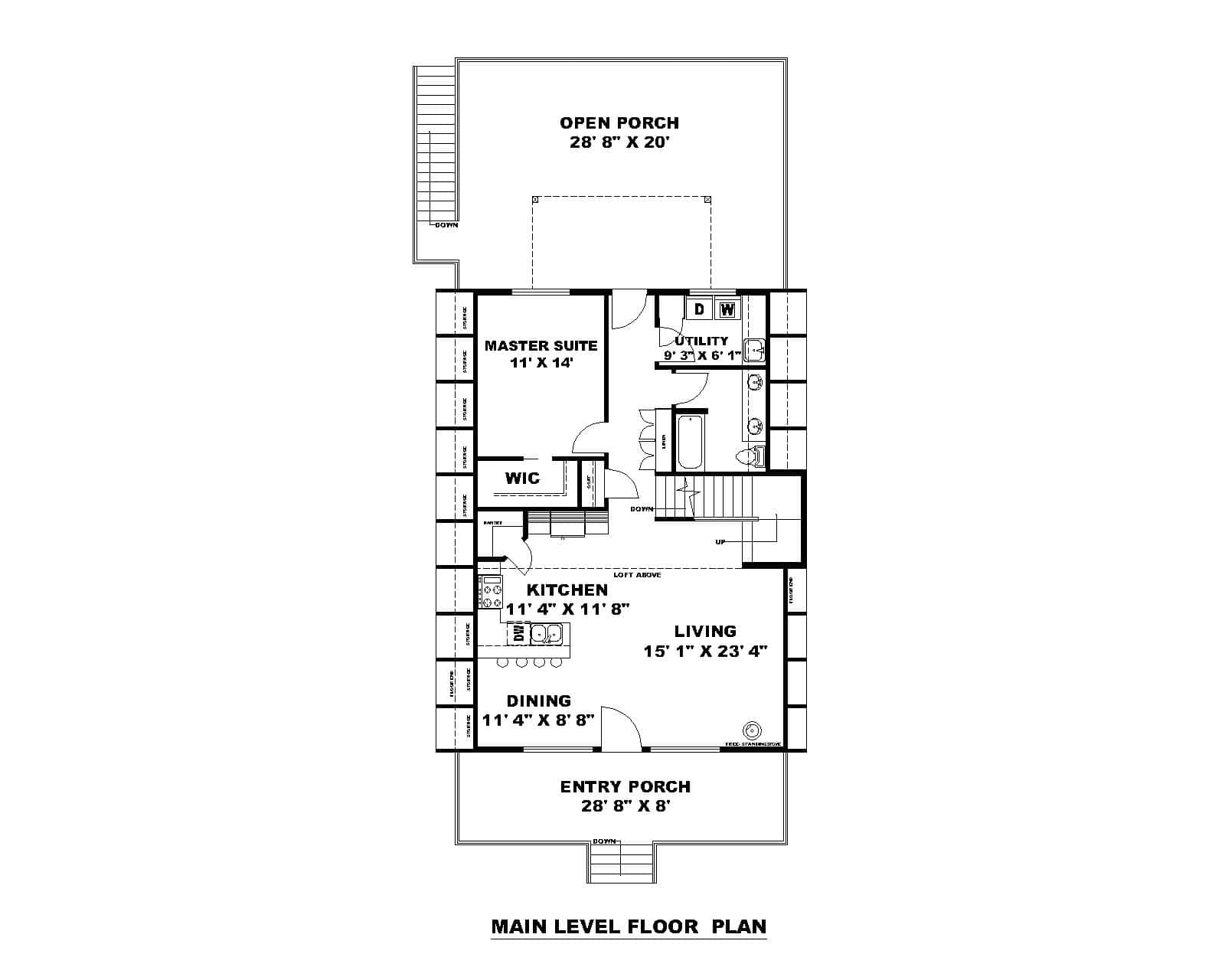 Main Level of A Frame Plan #132-1748