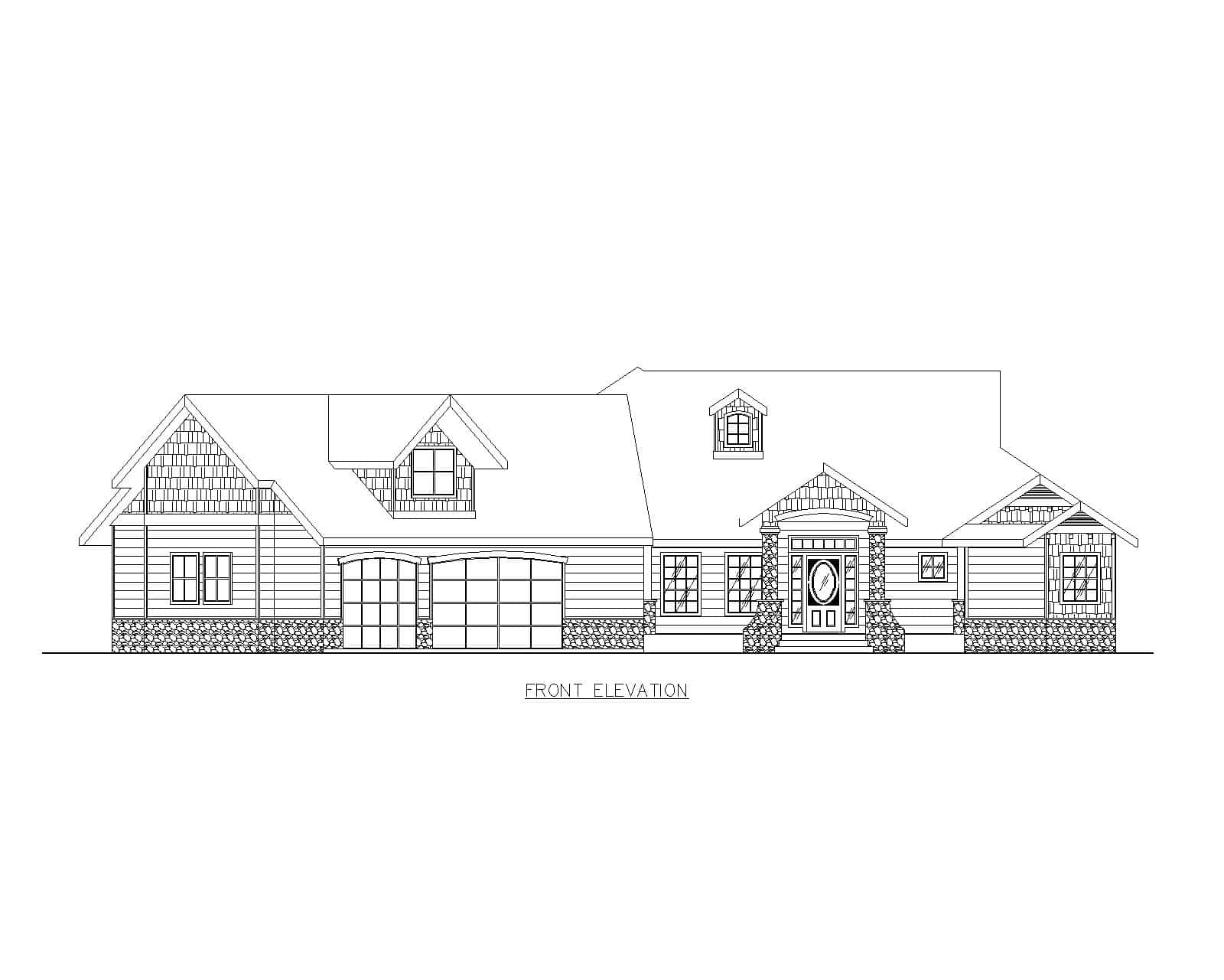 Home Plan Front Elevation of this 3-Bedroom,2435 Sq Ft Plan -132-1749