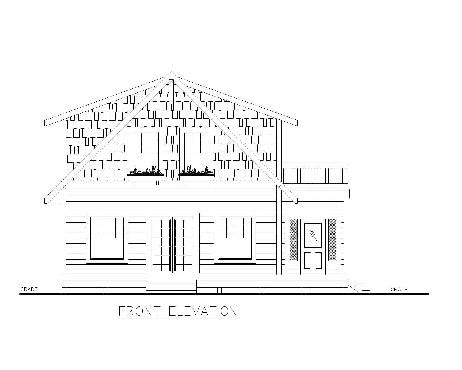 Home Plan Front Elevation of this 2-Bedroom,1200 Sq Ft Plan -132-1750