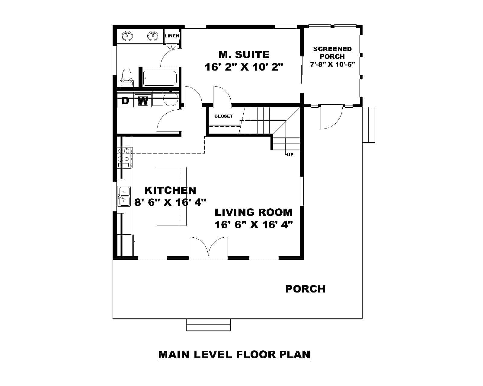 Main Level of Cabin Plan #132-1750