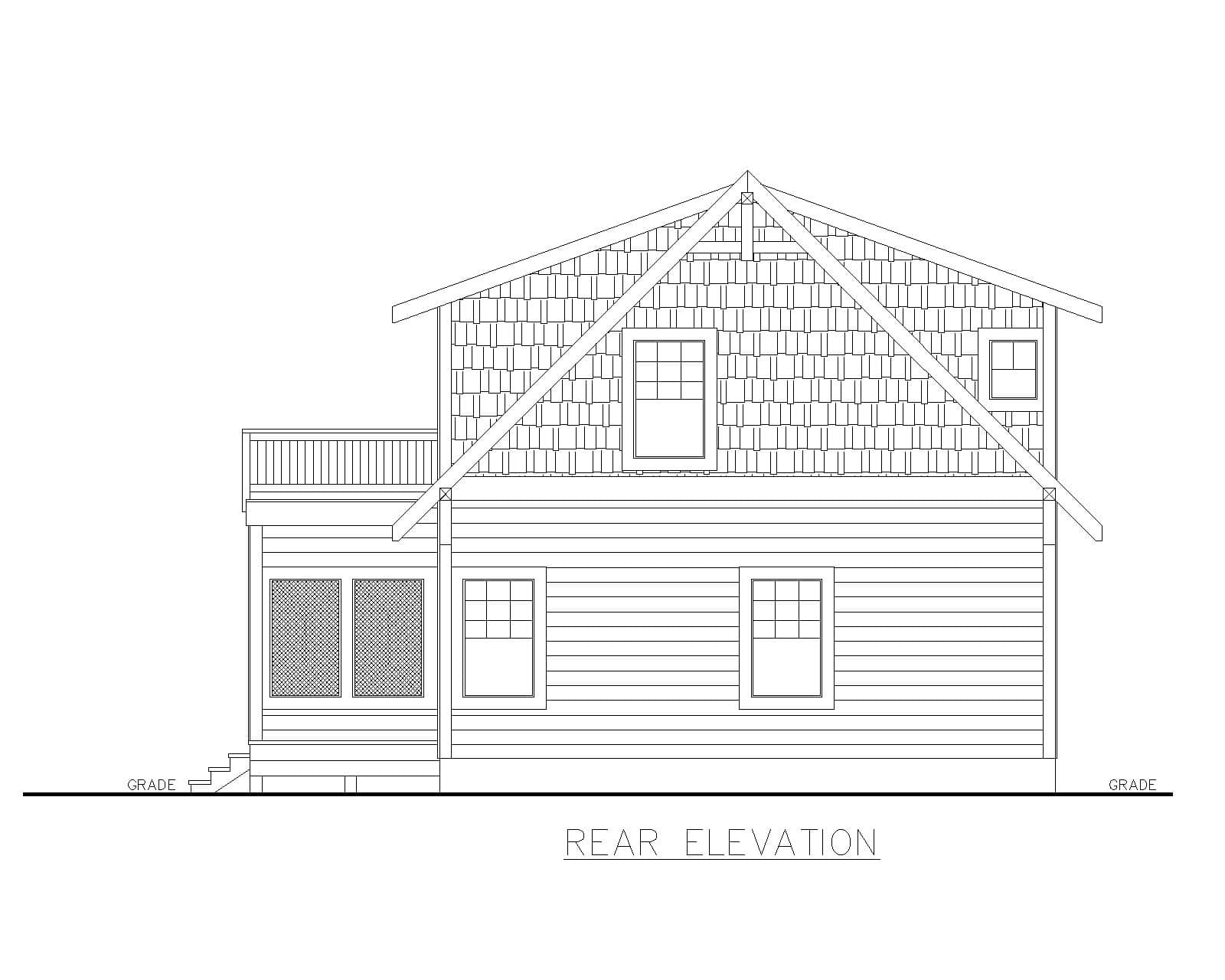 Home Plan Rear Elevation of this 2-Bedroom,1200 Sq Ft Plan -132-1750