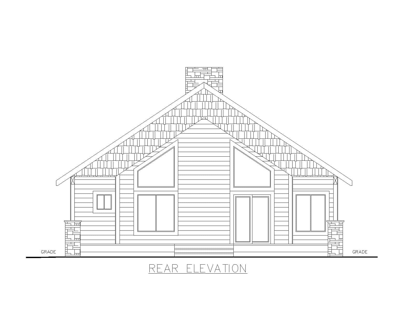 Home Plan Rear Elevation of this 2-Bedroom,1440 Sq Ft Plan -132-1751