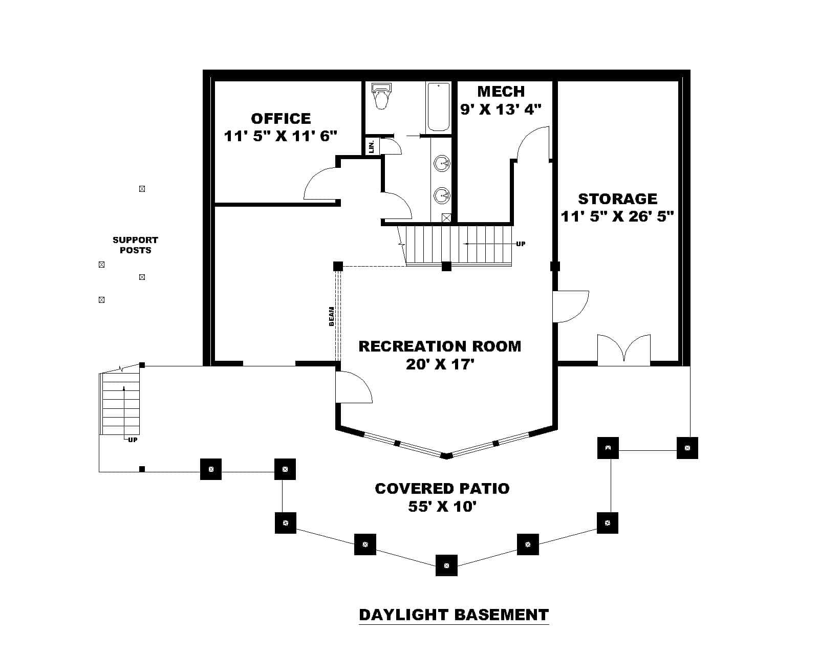 Basement of Craftsman Plan #132-1752