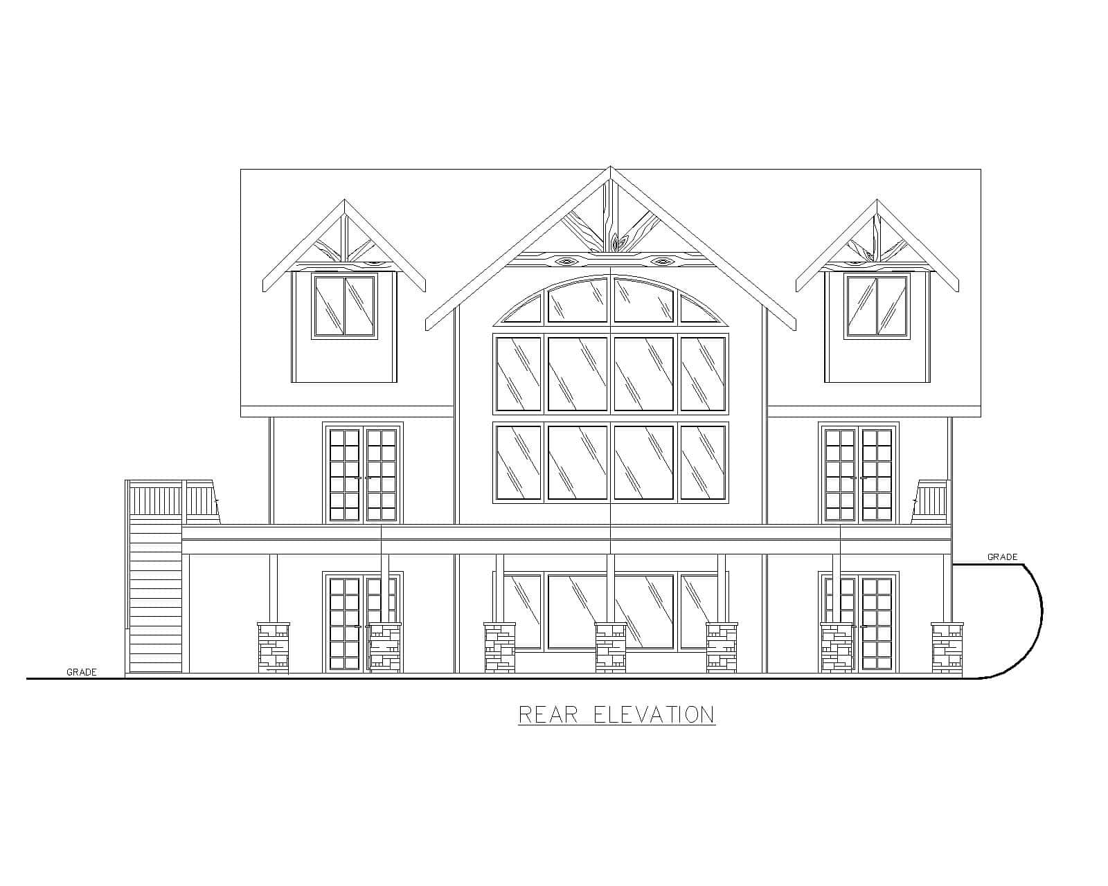 Home Plan Rear Elevation of this 3-Bedroom,3717 Sq Ft Plan -132-1752