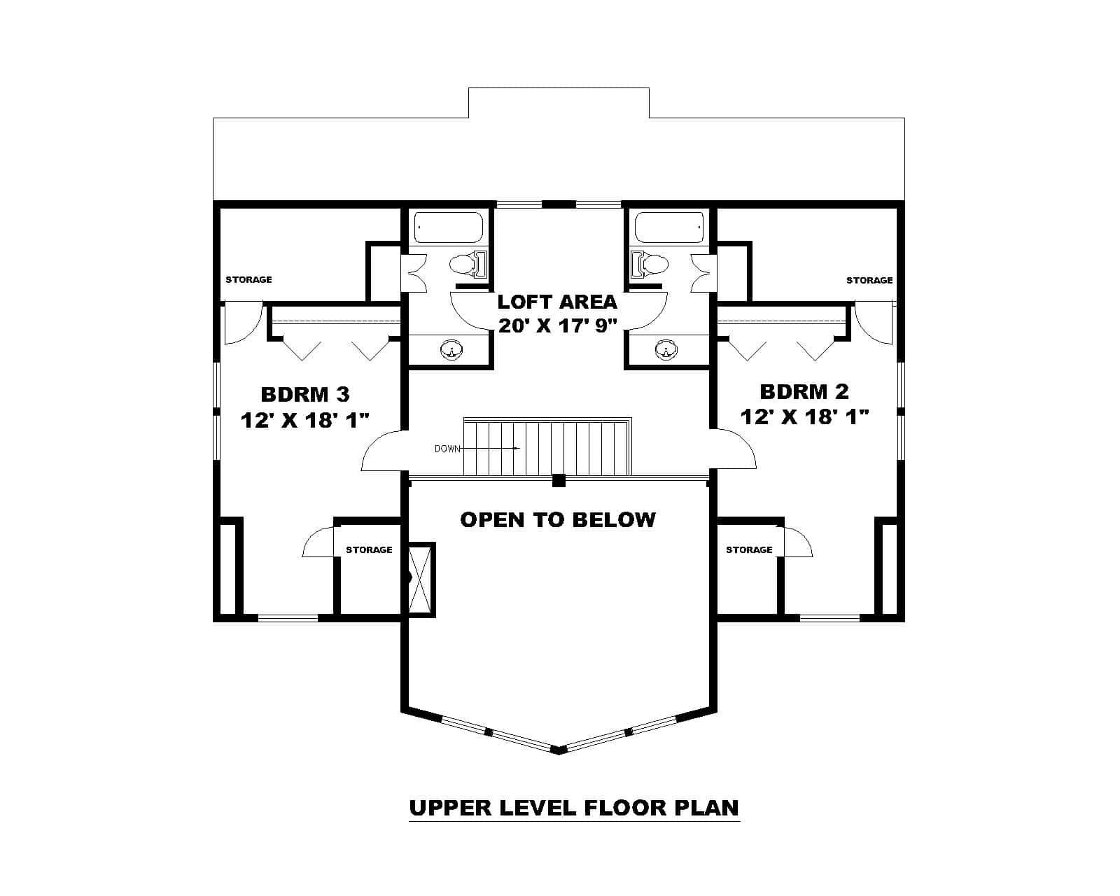 Upper Level of Craftsman Plan #132-1752