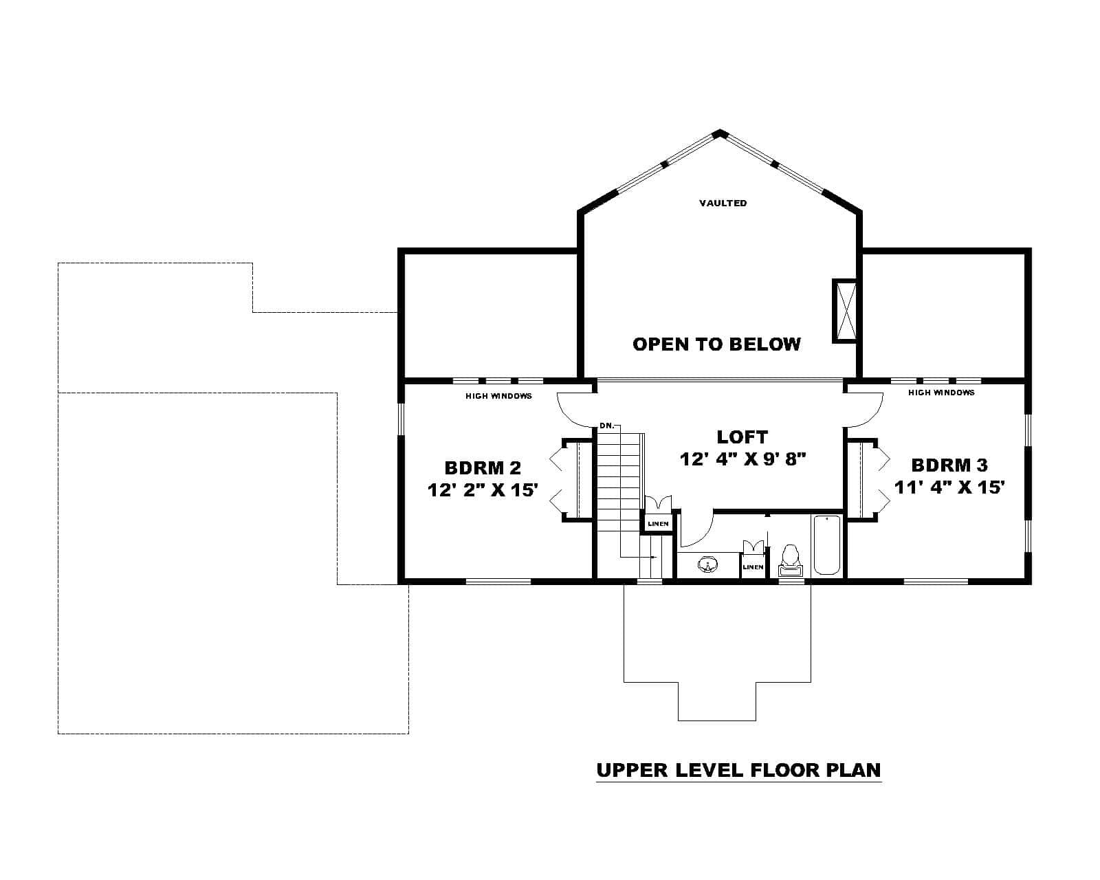 Upper Level of Craftsman Plan #132-1754