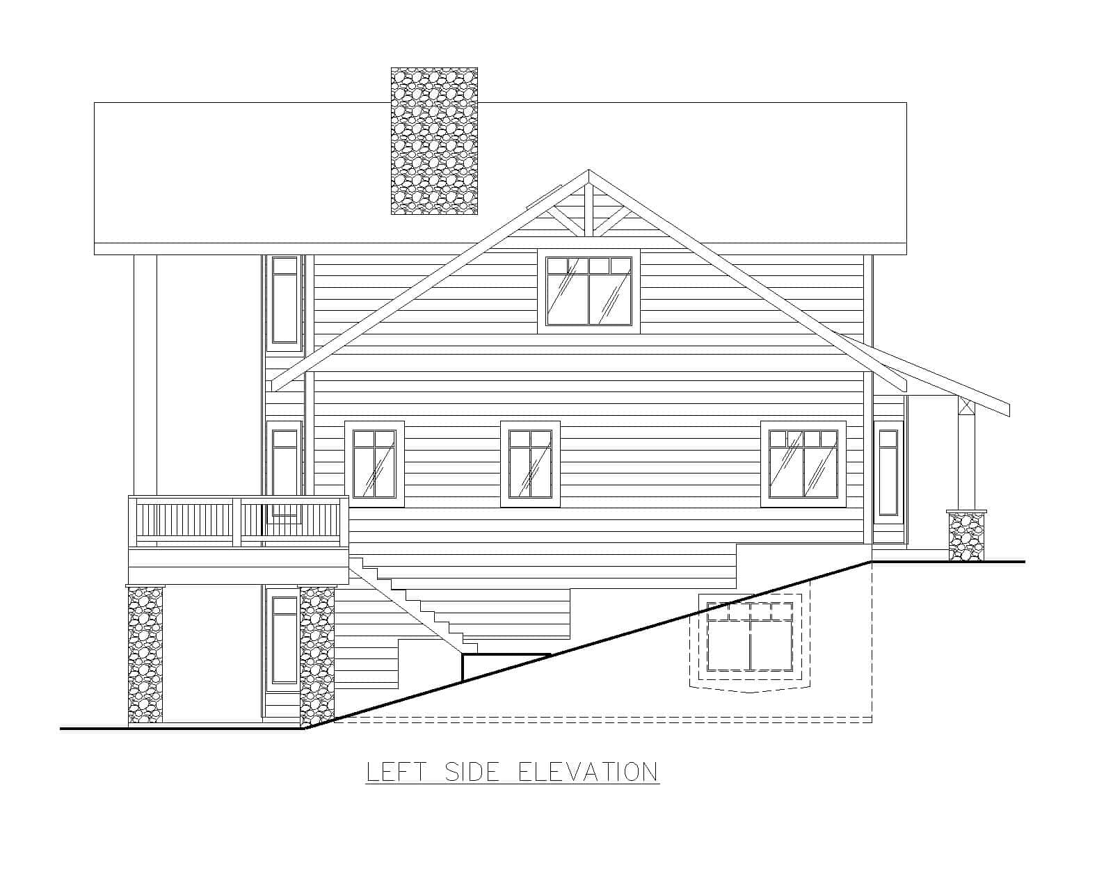 Home Plan Left Elevation of this 3-Bedroom,3710 Sq Ft Plan -132-1756